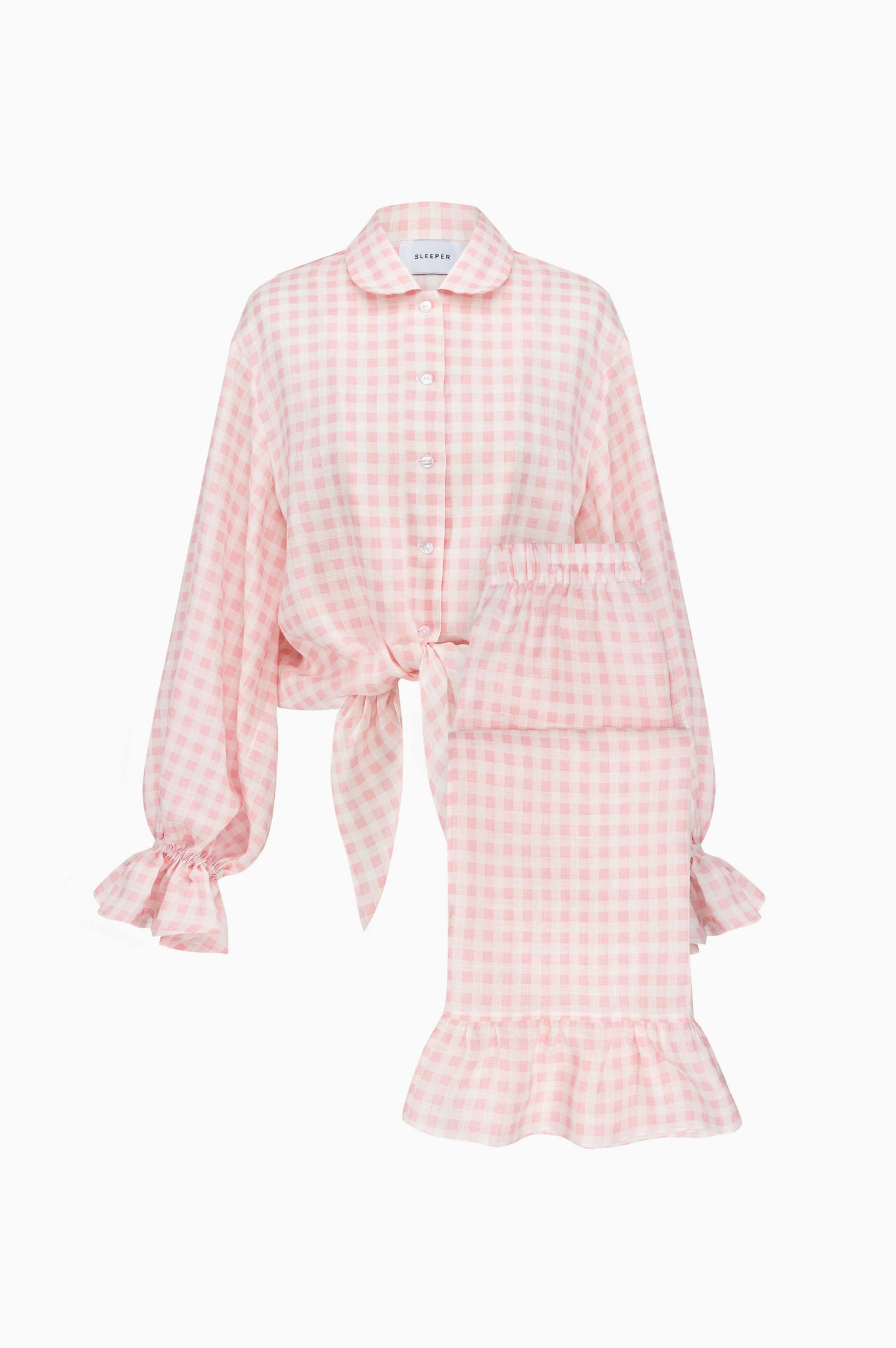 Rumba Linen Lounge Suit in Pink Vichy