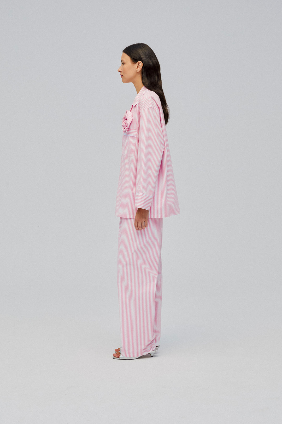 The Rose Cotton Pajama Set in Pink Stripes