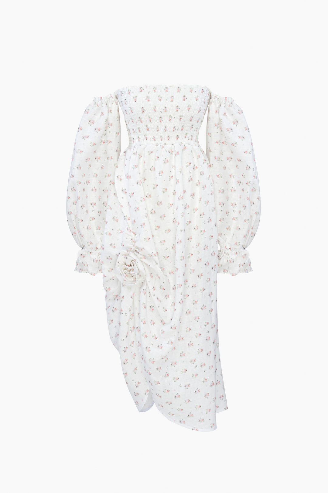 Atlanta Linen Dress with Rose Detail in Bouquets