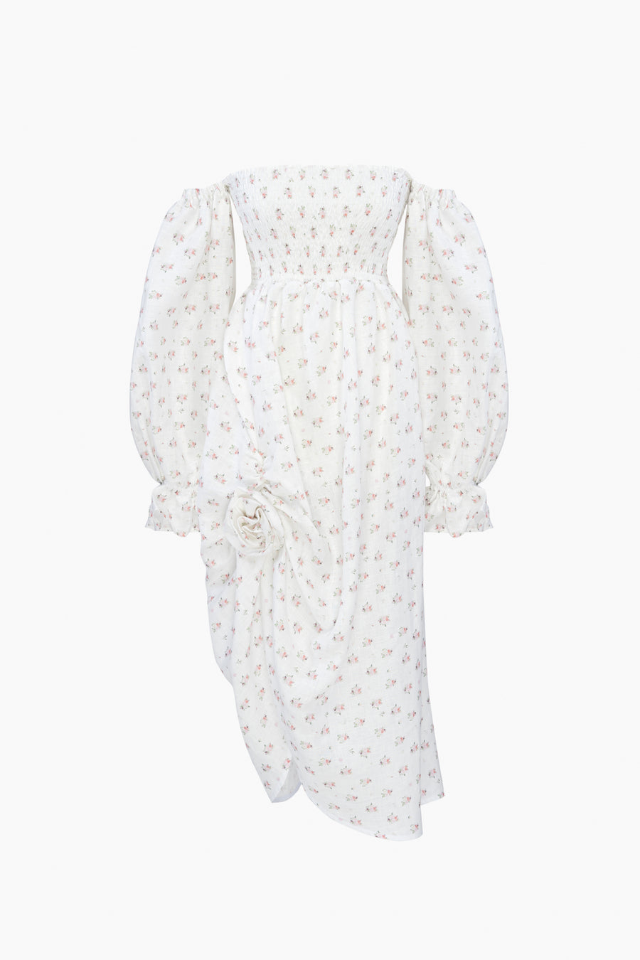 Atlanta Linen Dress with Rose Detail in Bouquets