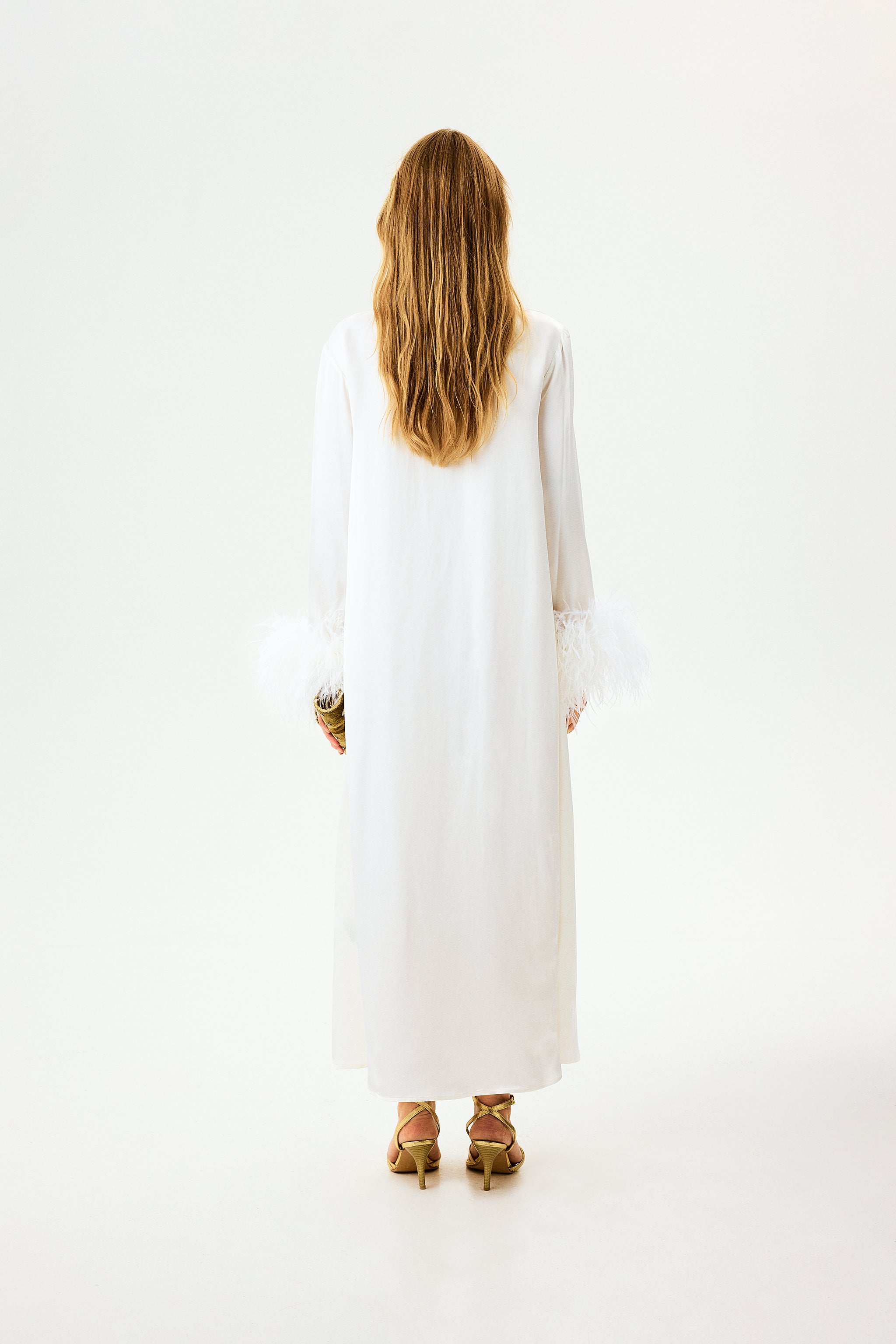 Suzi Maxi Dress With Detachable Feathers in White