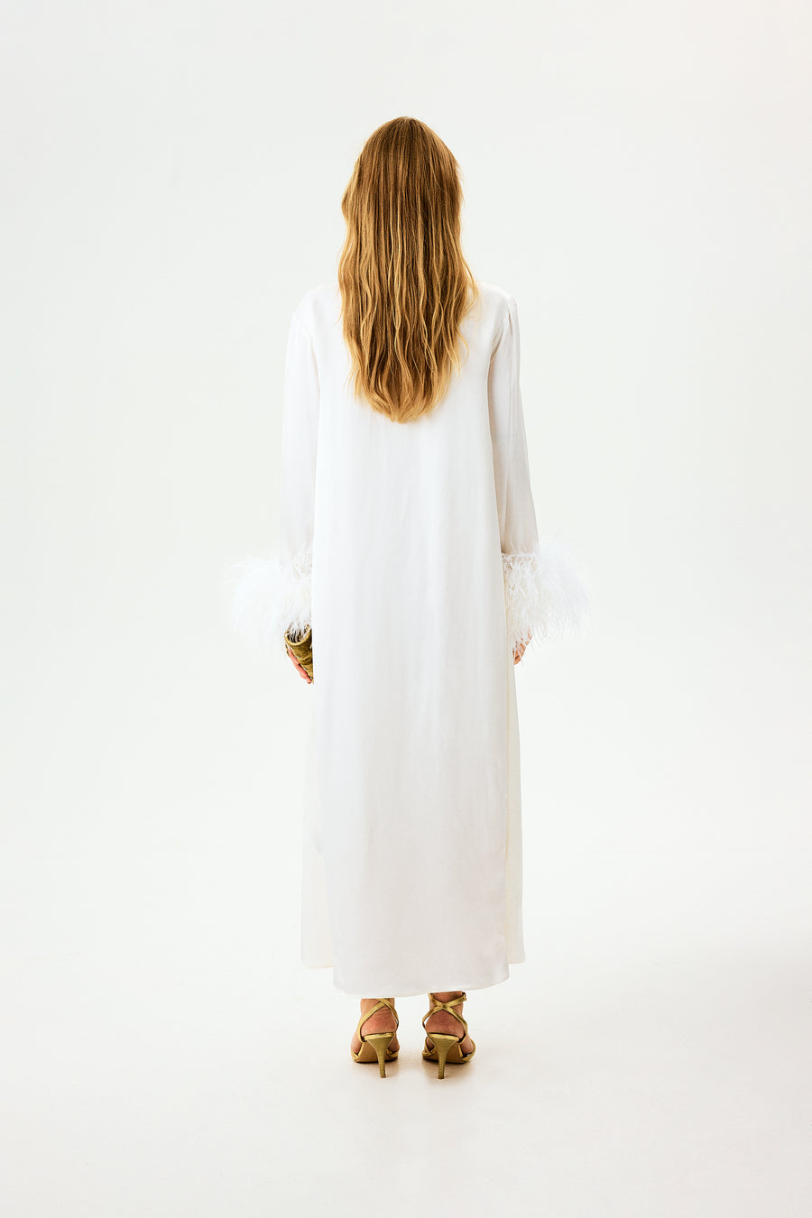 Suzi Maxi Dress With Detachable Feathers in White