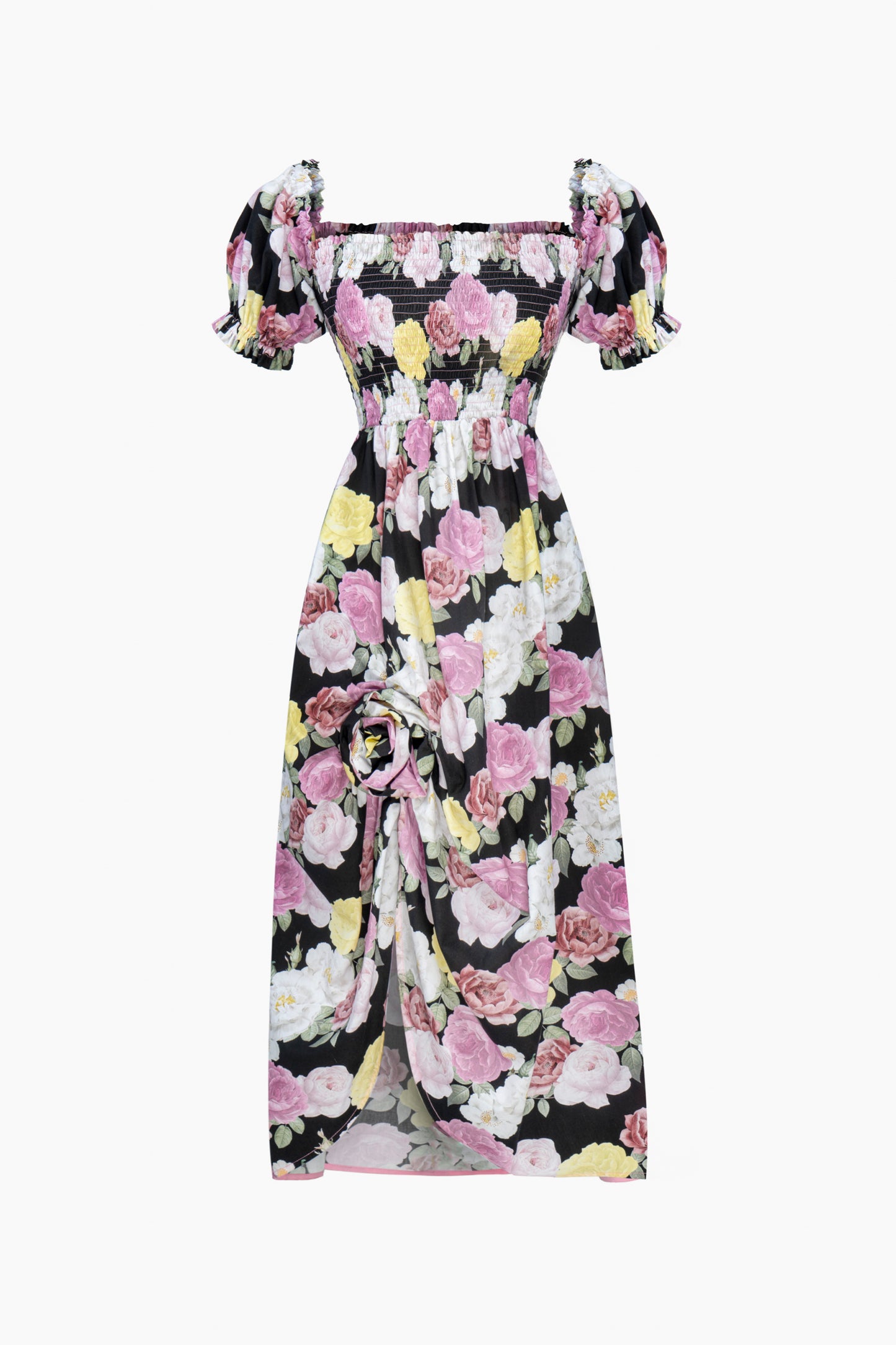 Belle Cotton Dress with Rose Detail in Bloom
