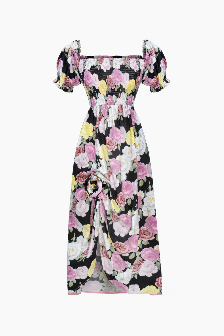 Belle Cotton Dress with Rose Detail in Bloom