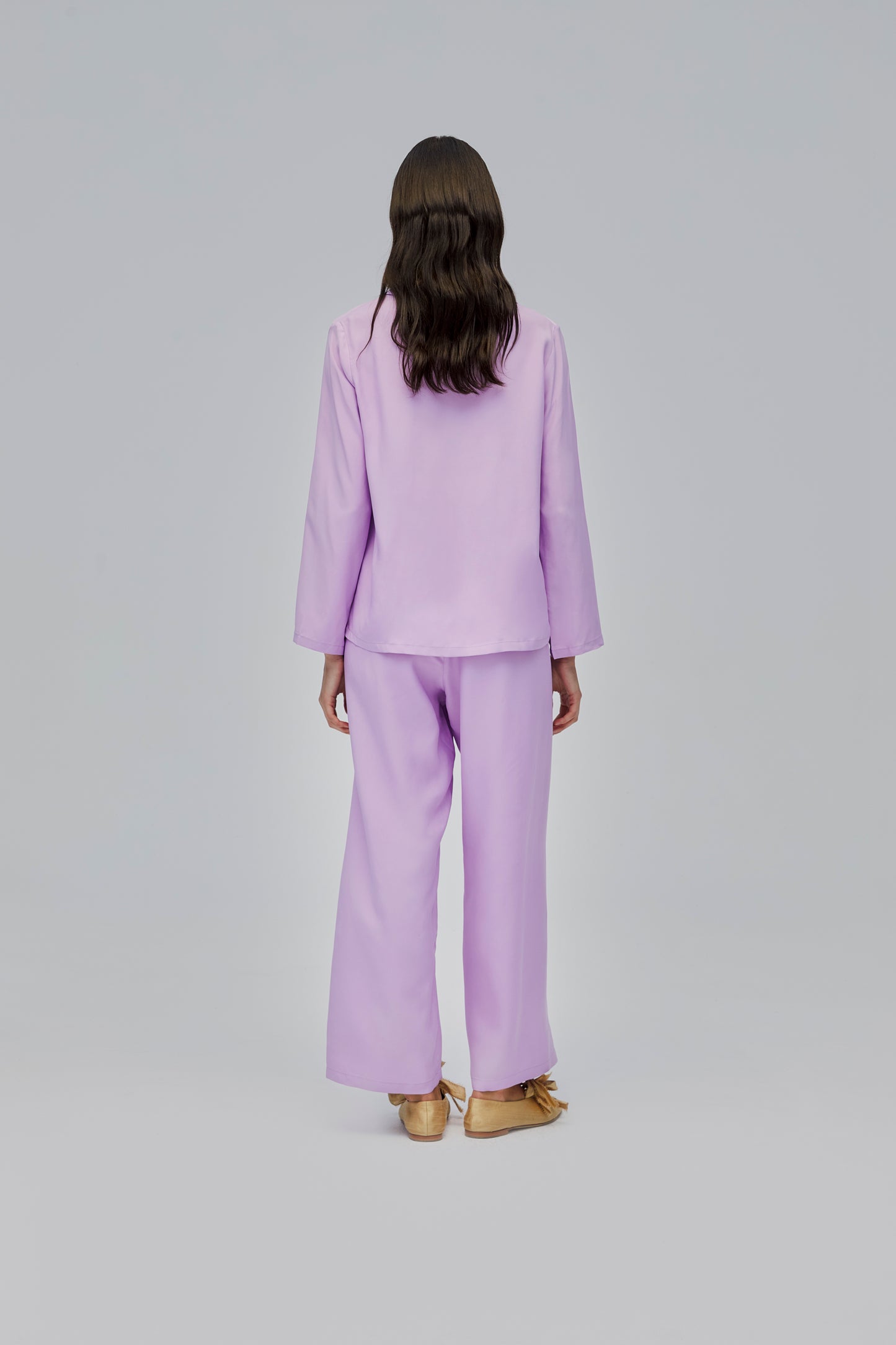 The Bow Pajama Set in Lavender