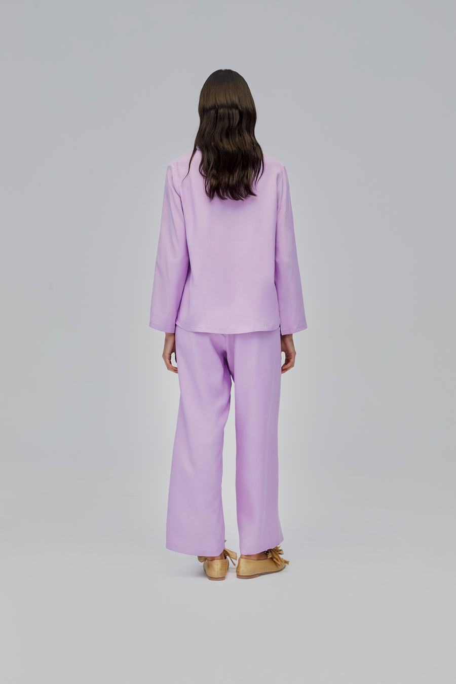 The Bow Pajama Set in Lavender