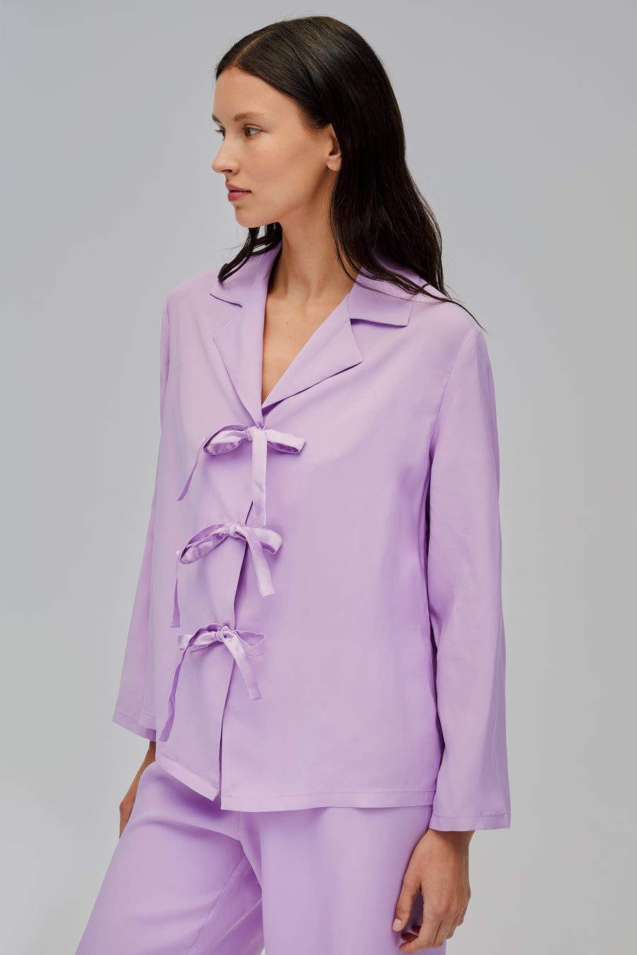 The Bow Pajama Set in Lavender