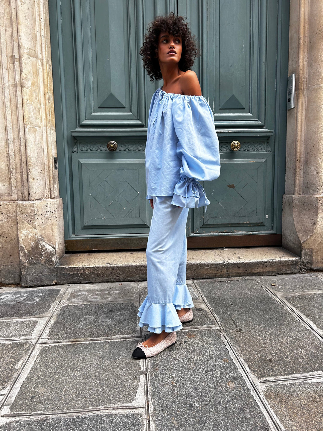 Cha-Cha Lounge Blouse in Blue