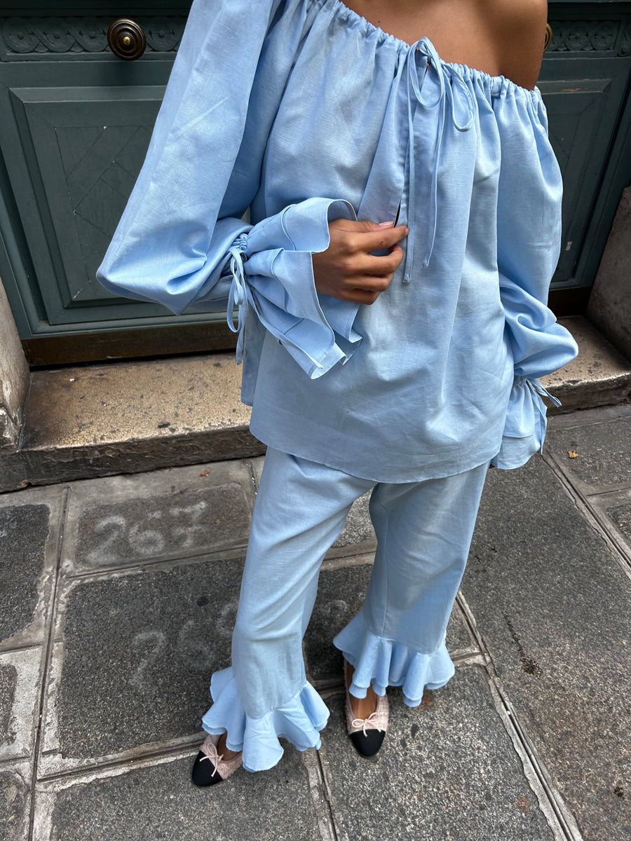Cha-Cha Lounge Blouse in Blue