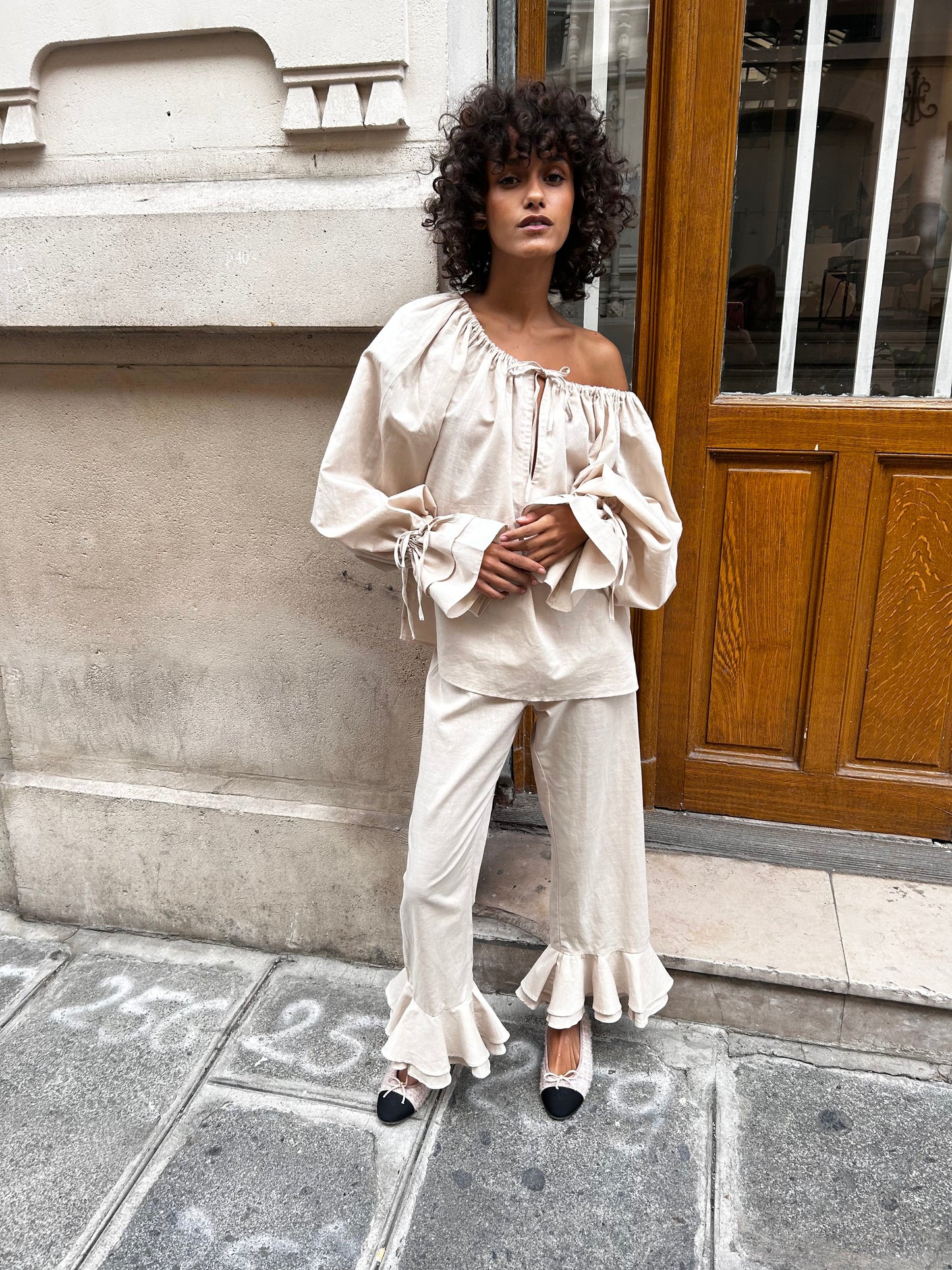 Cha-Cha Lounge Blouse in Beige