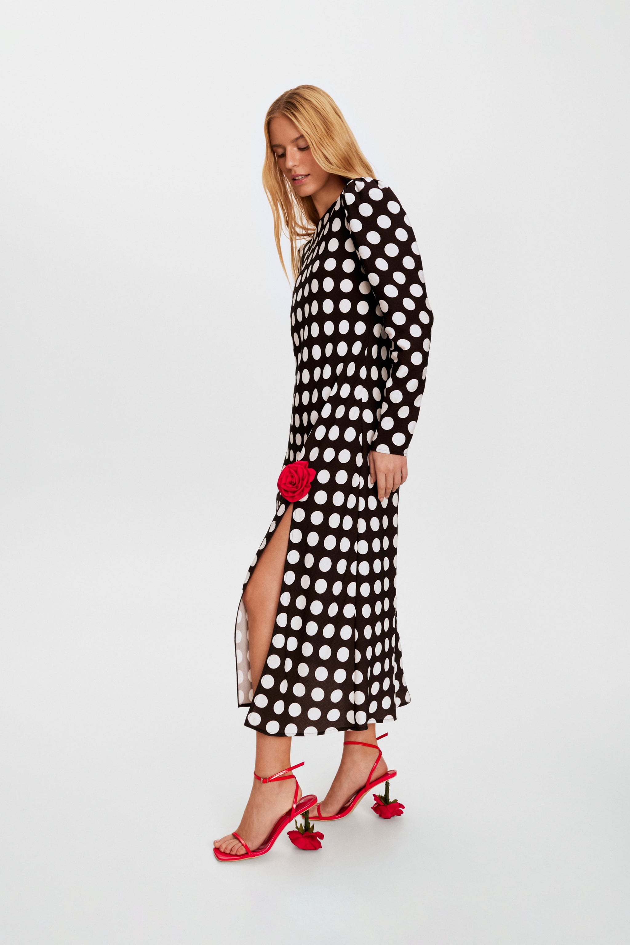 Donna Maxi Dress in Black Polka Dot