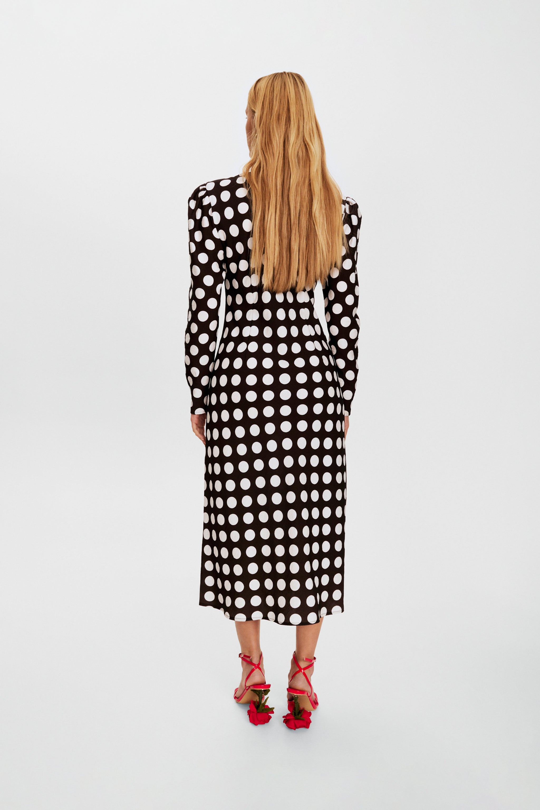Donna Maxi Dress in Black Polka Dot