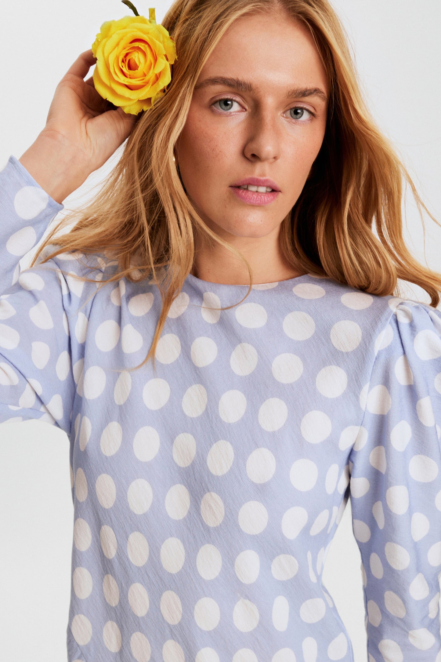Donna Maxi Dress in Blue Polka Dot