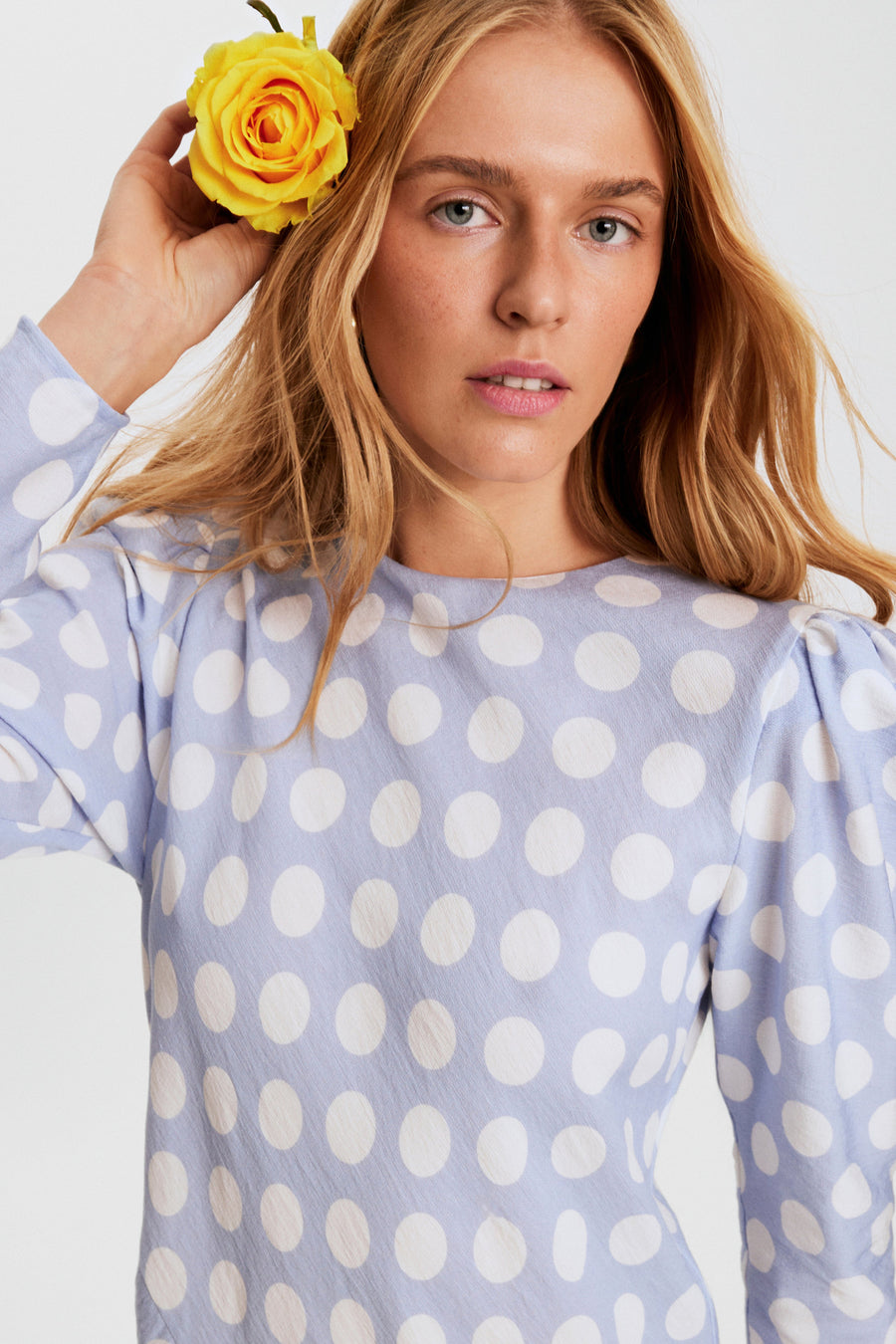 Donna Maxi Dress in Blue Polka Dot