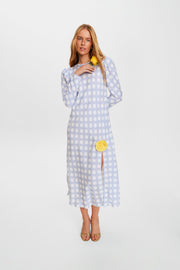 Donna Maxi Dress in Blue Polka Dot