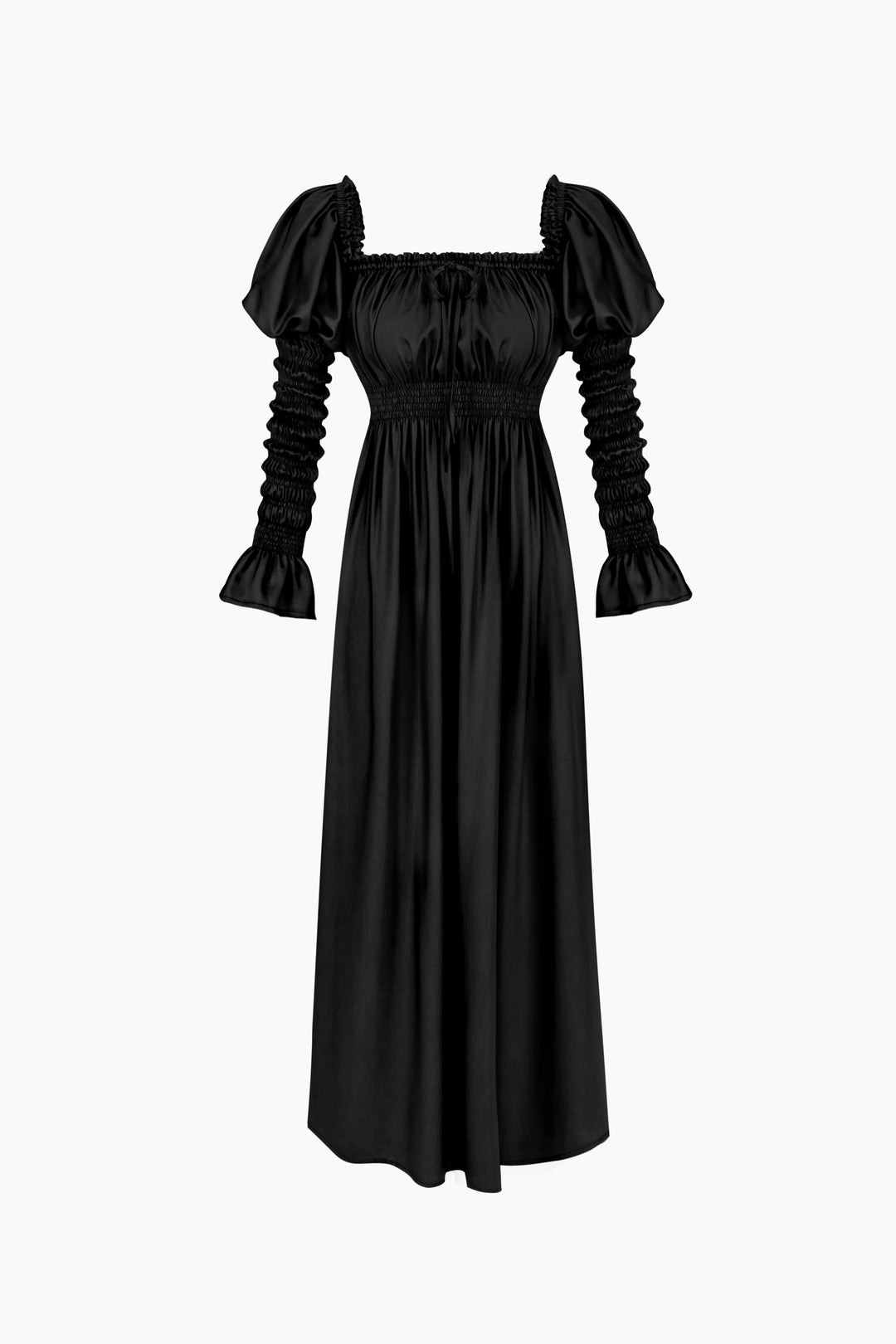 Paloma Shirred Maxi Dress in Black