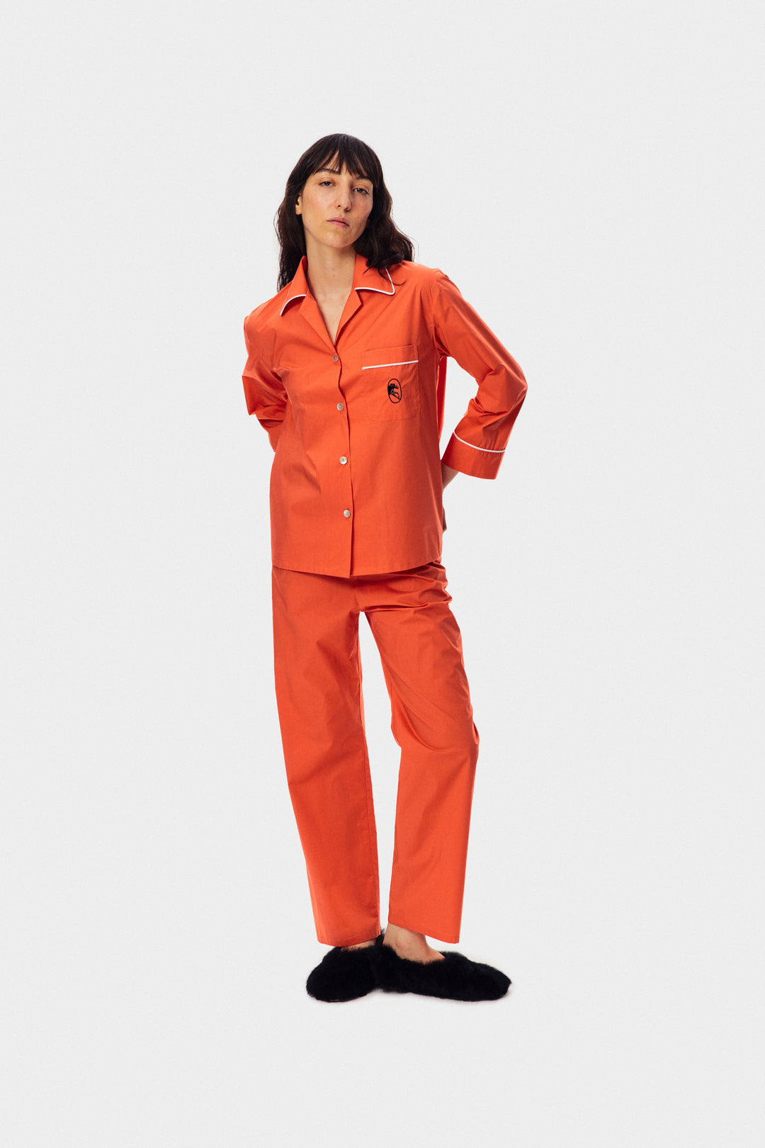 The Sleeper Cotton Pajama Set in Mandarin