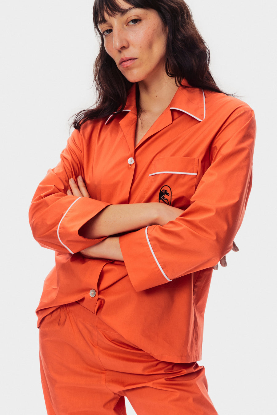 The Sleeper Cotton Pajama Set in Mandarin