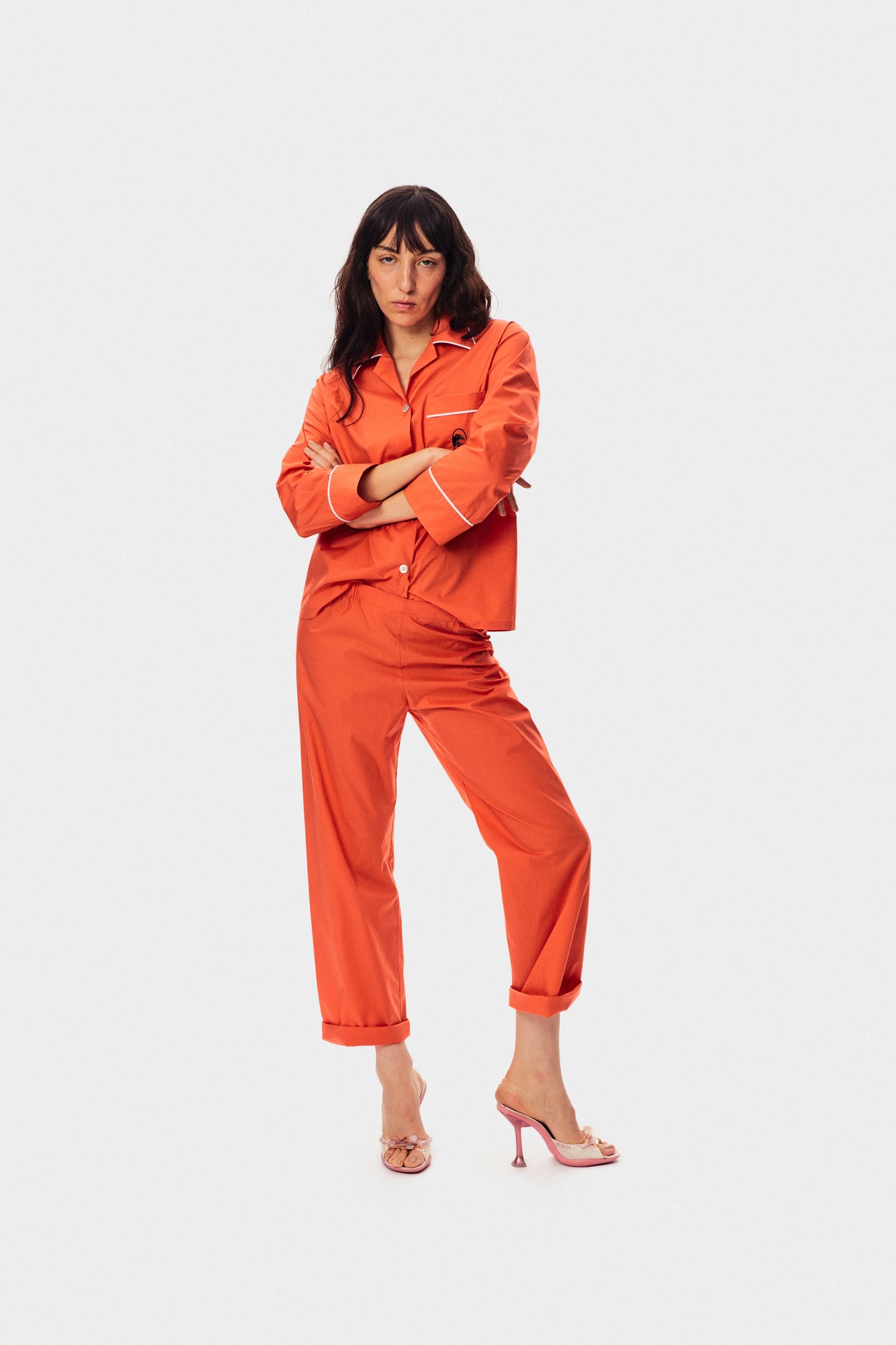 The Sleeper Cotton Pajama Set in Mandarin