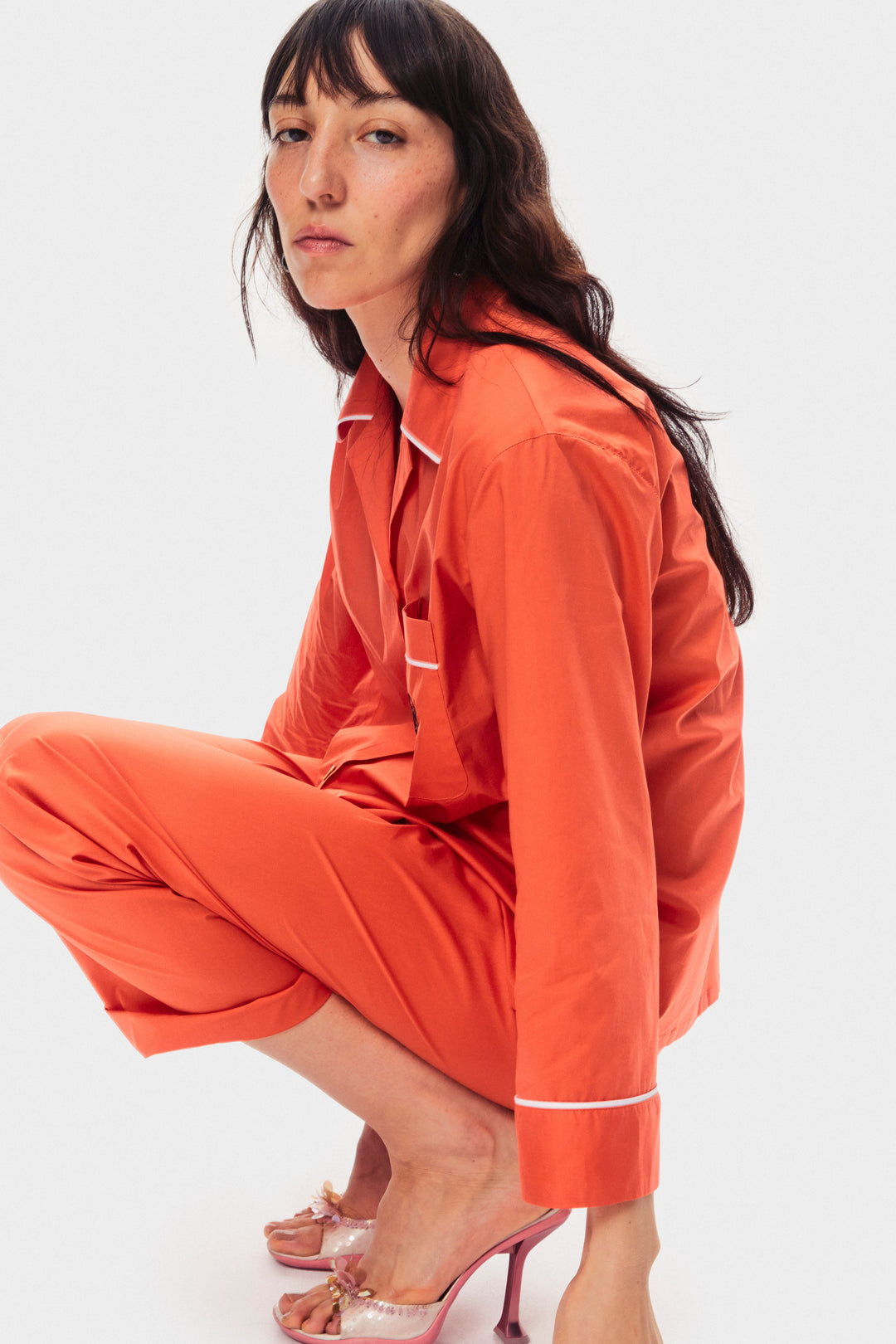 The Sleeper Cotton Pajama Set in Mandarin