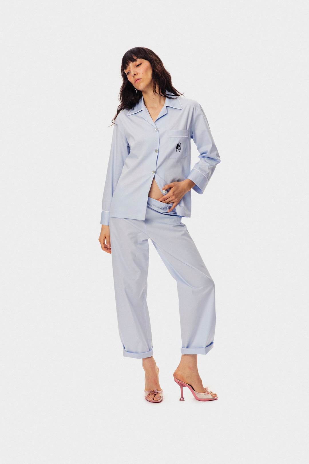 The Sleeper Cotton Pajama Set in Blue