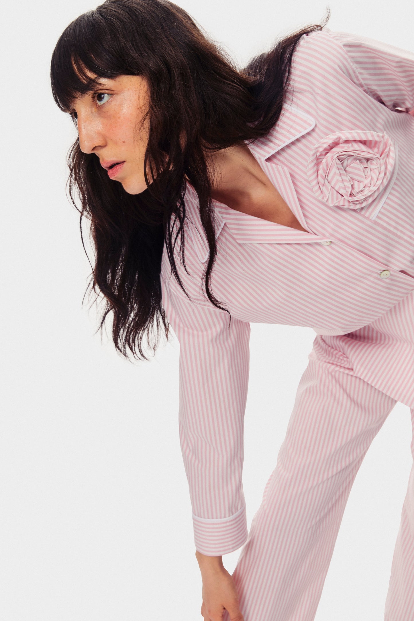 The Rose Cotton Pajama Set in Pink Stripes