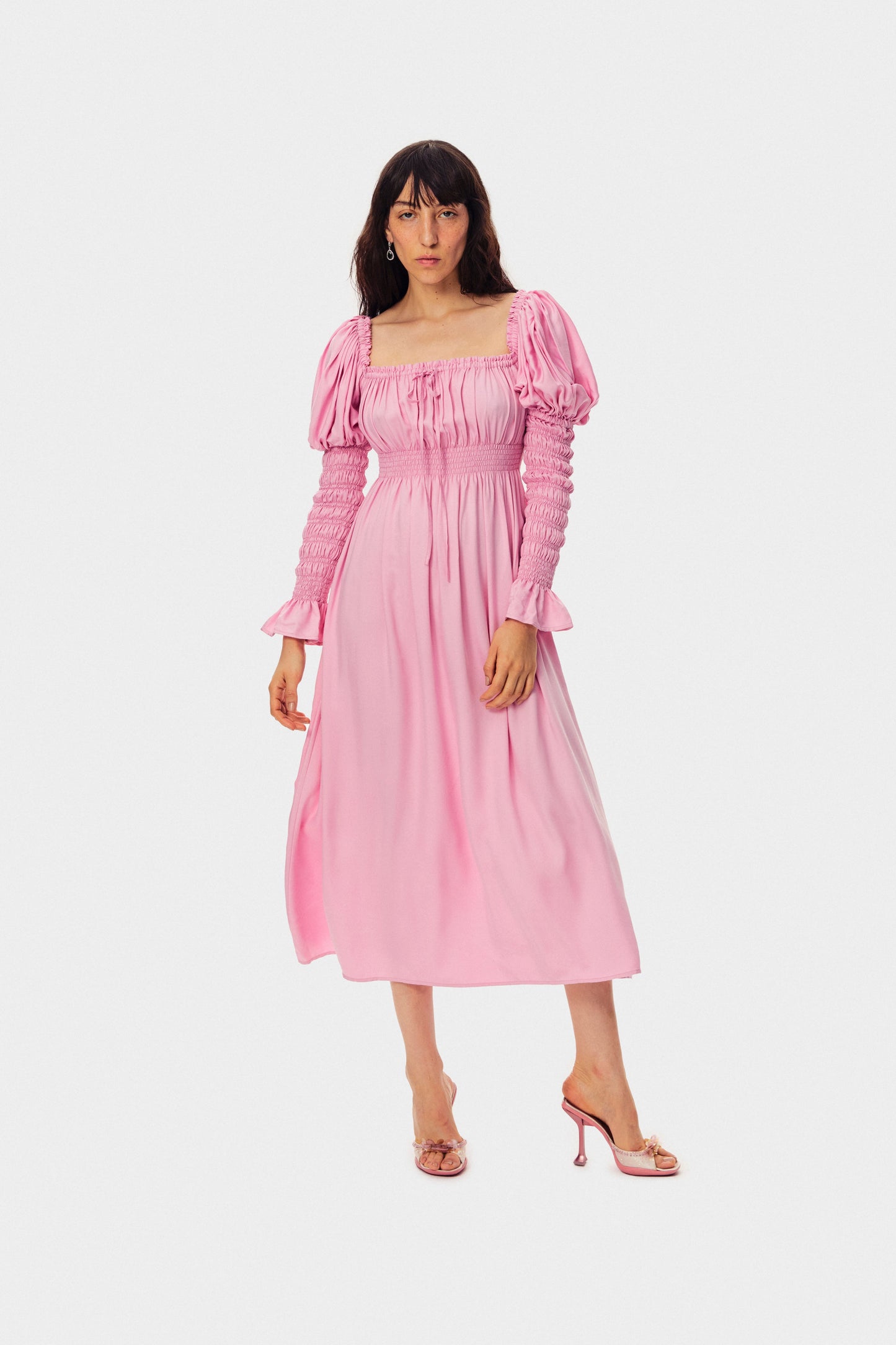 Paloma Shirred Maxi Dress in Pink