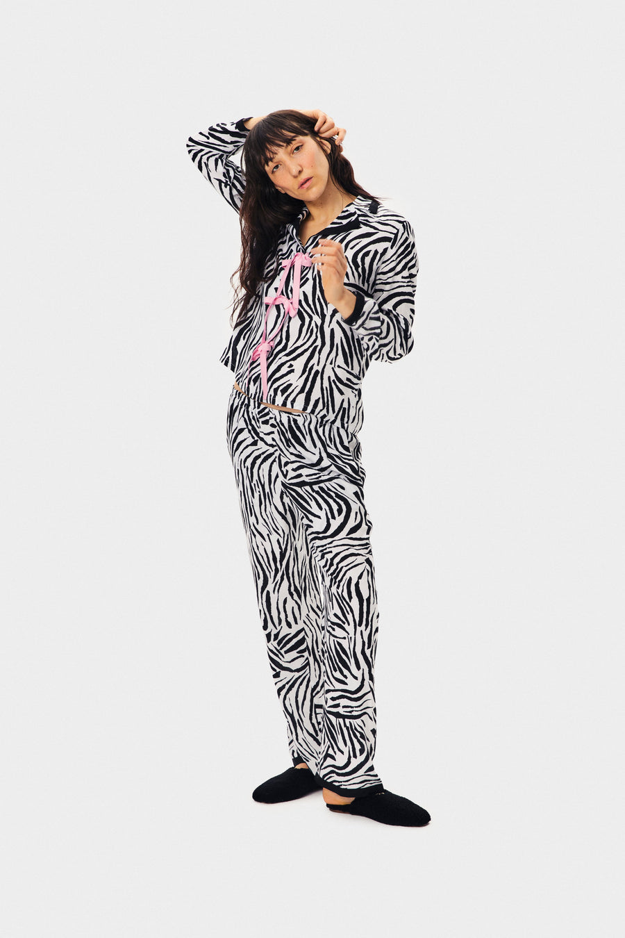 The Bow Pajama Set in Zebra Print