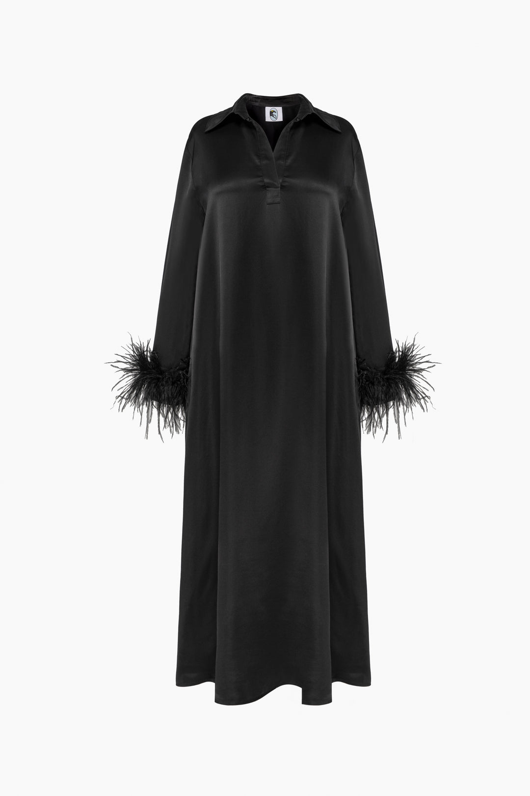 Luna Maxi Dress with Detachable Feathers in Black