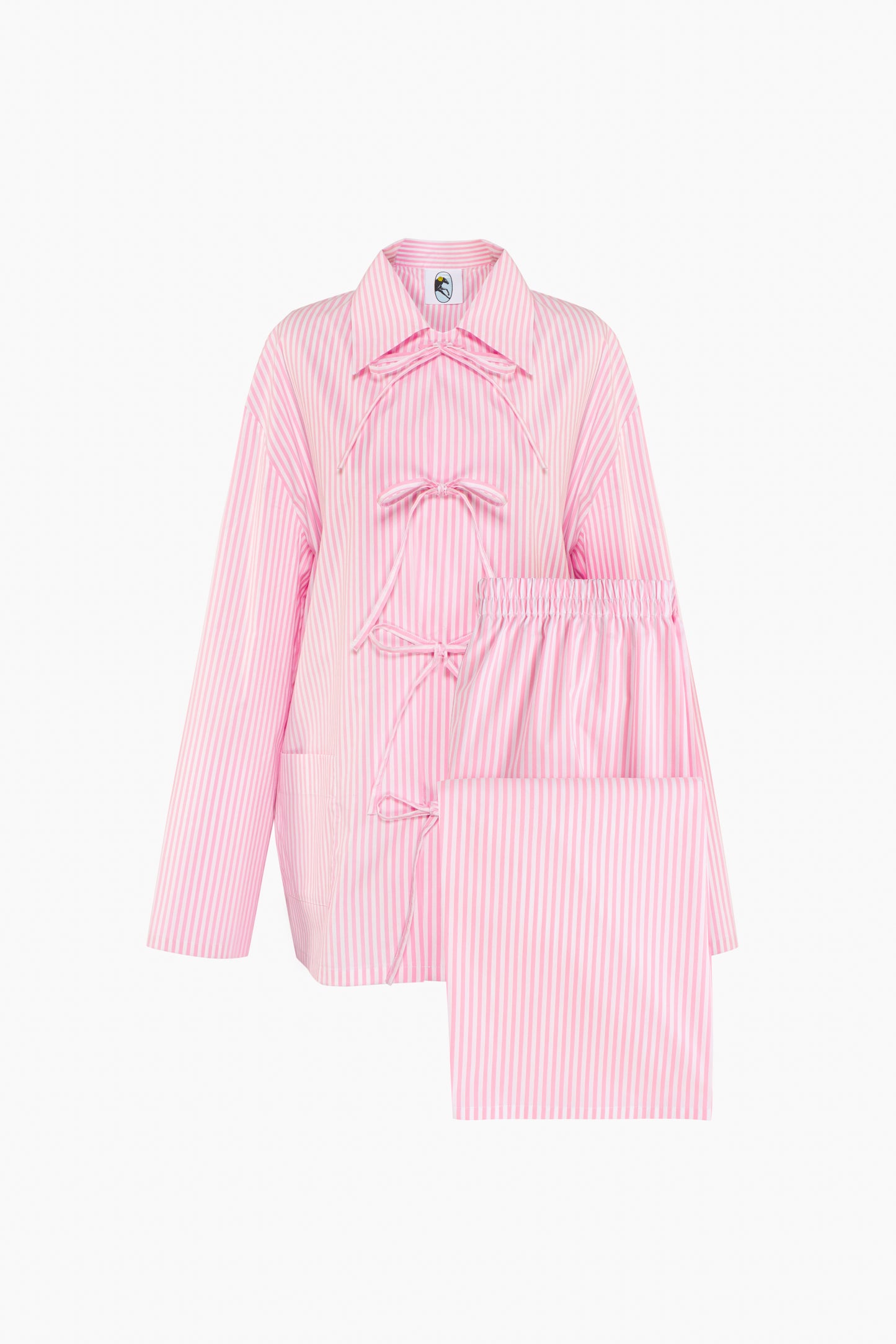 Lyra Cotton-Poplin Pajama Set in Pink Stripes