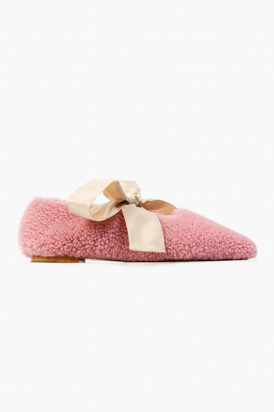 Lulu Shearling Slippers with Bows in Pink