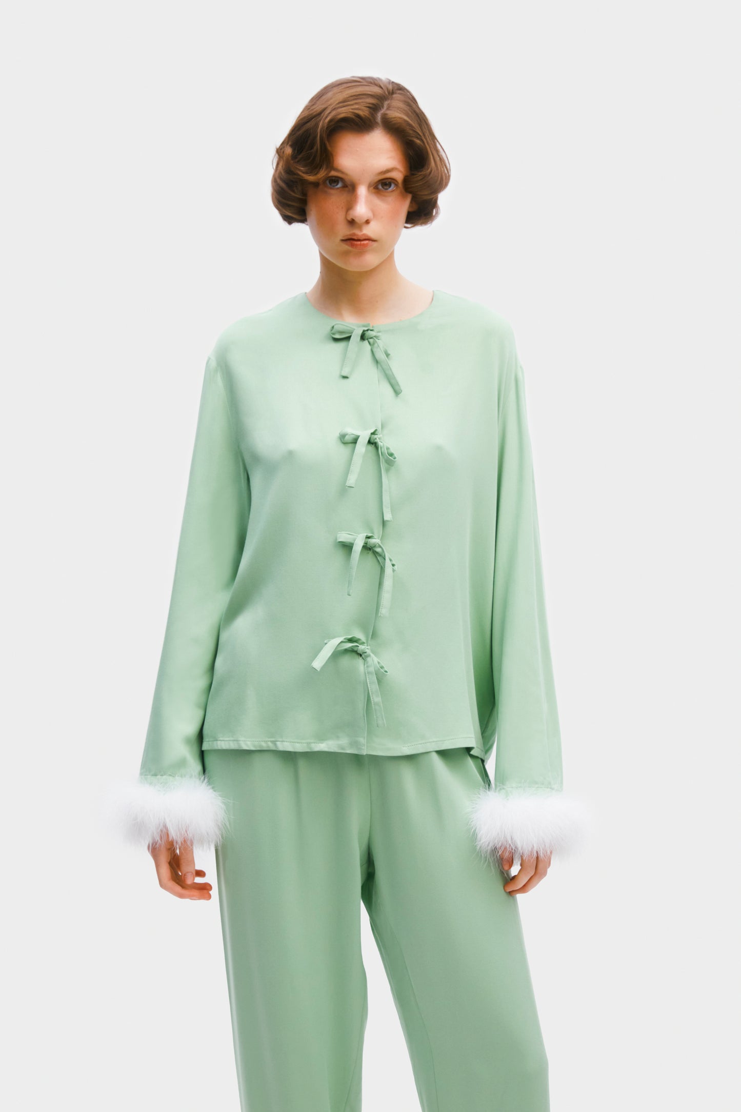 Capricorn Pajama Set with Detachable Feathers in Mint