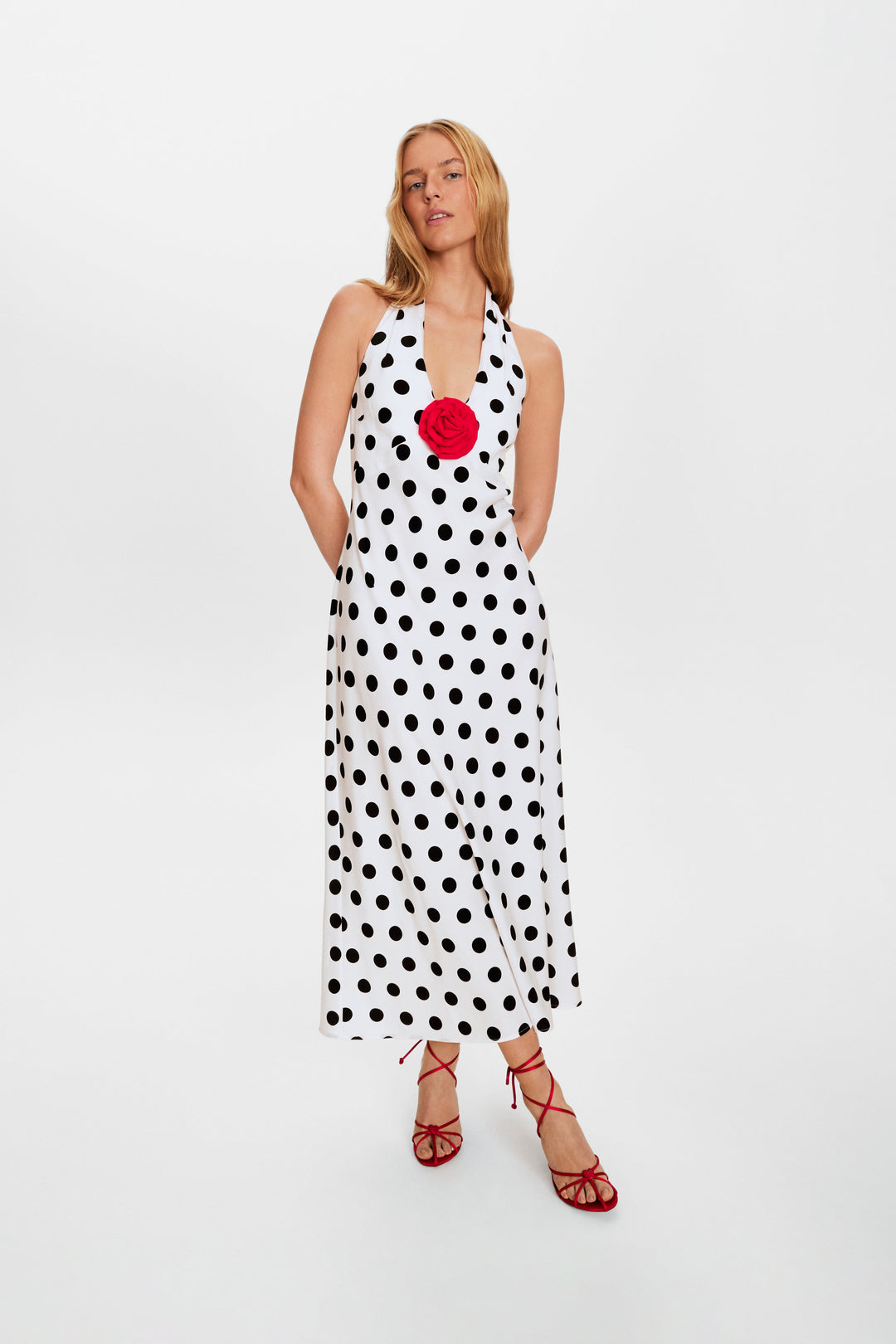 Jardin Halterneck Maxi Dress in Polka Dot