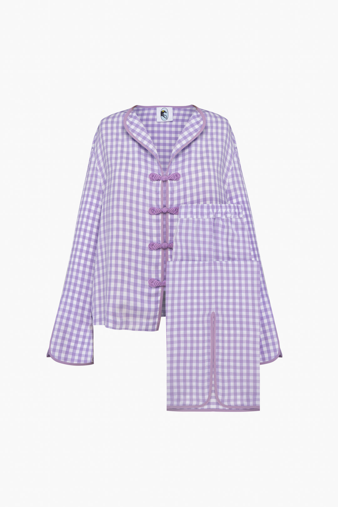 Louis Pajama Set with Pants in Lavender Vichy