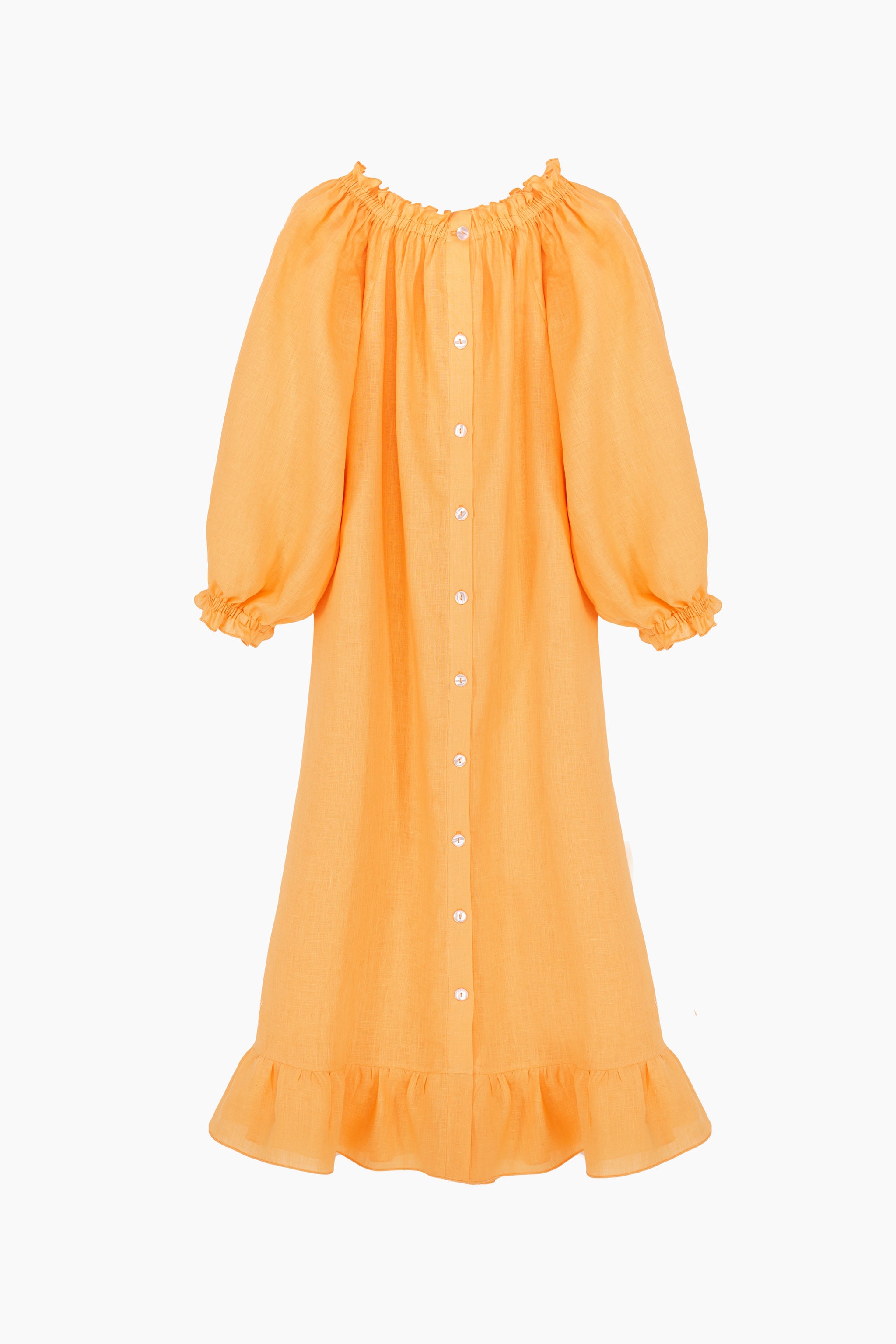 Loungewear Linen Midi Dress in Coral