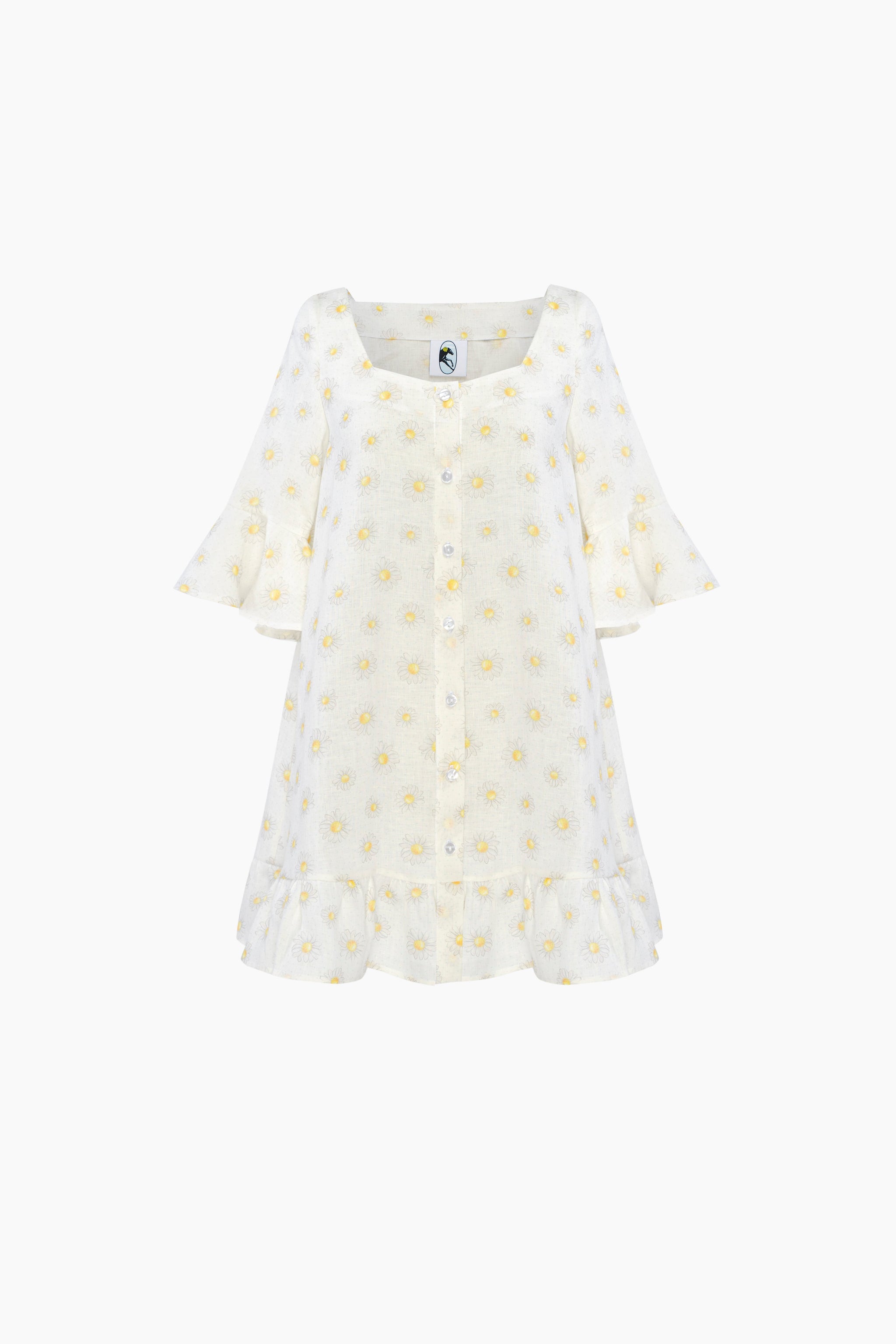 Marseille Linen Mini Dress in Daisies