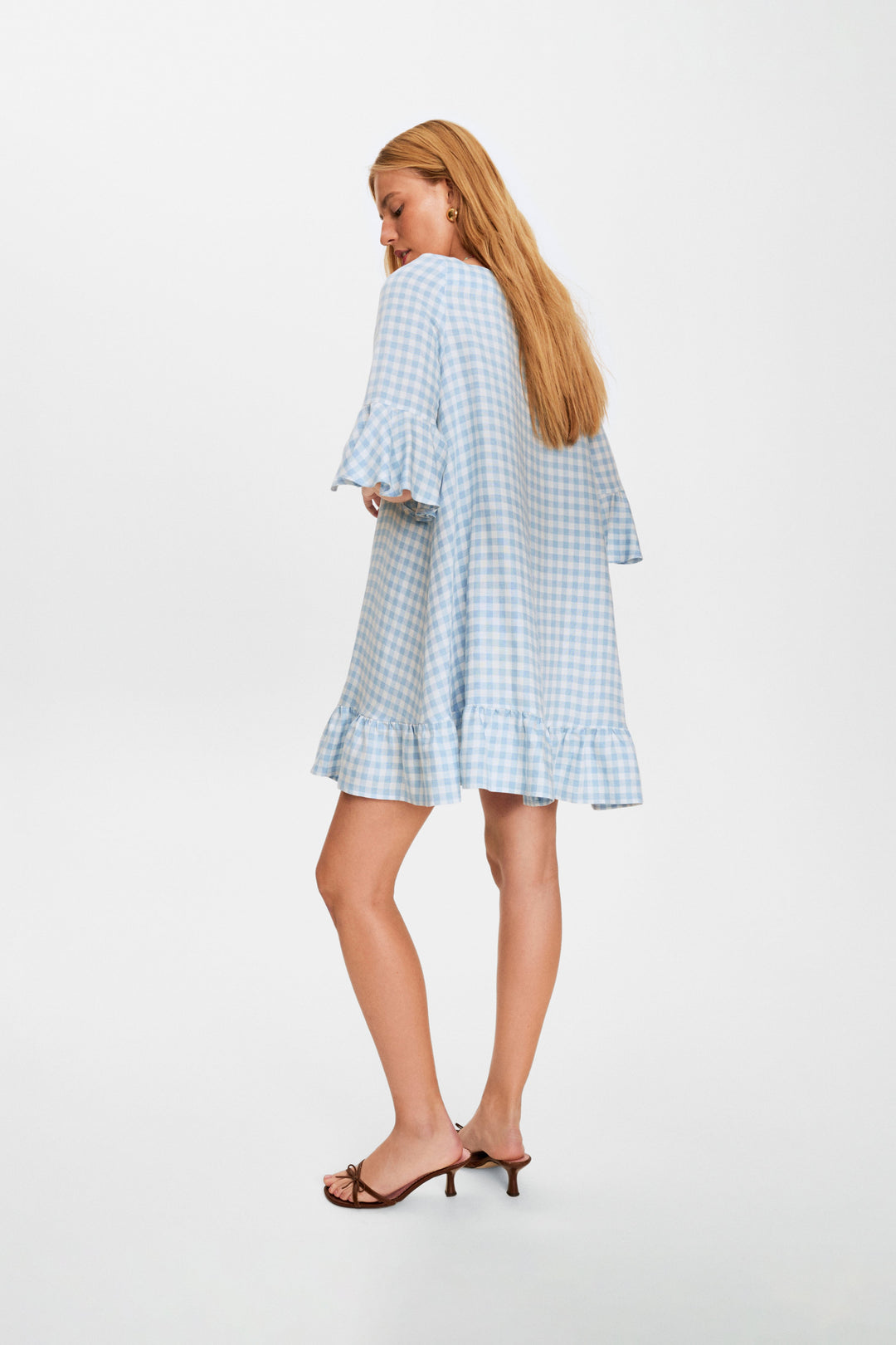Marseille Linen Mini Dress in Blue Vichy