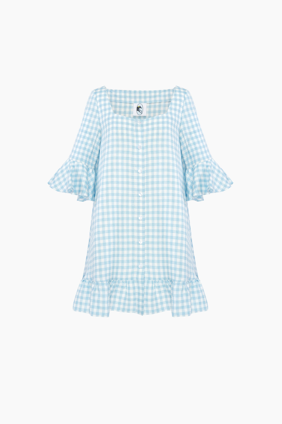 Marseille Linen Mini Dress in Blue Vichy