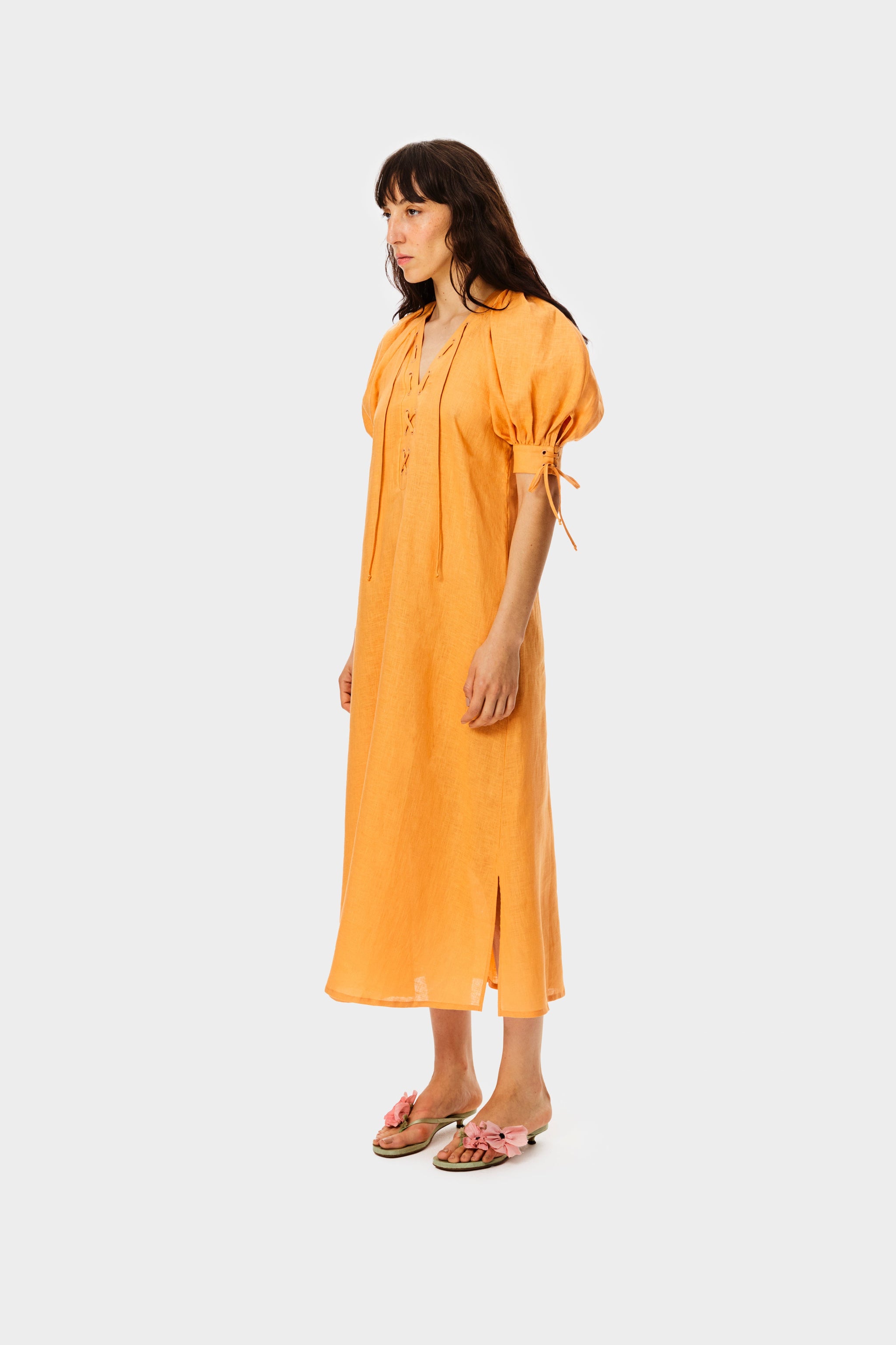 Garden Linen Dress in Coral