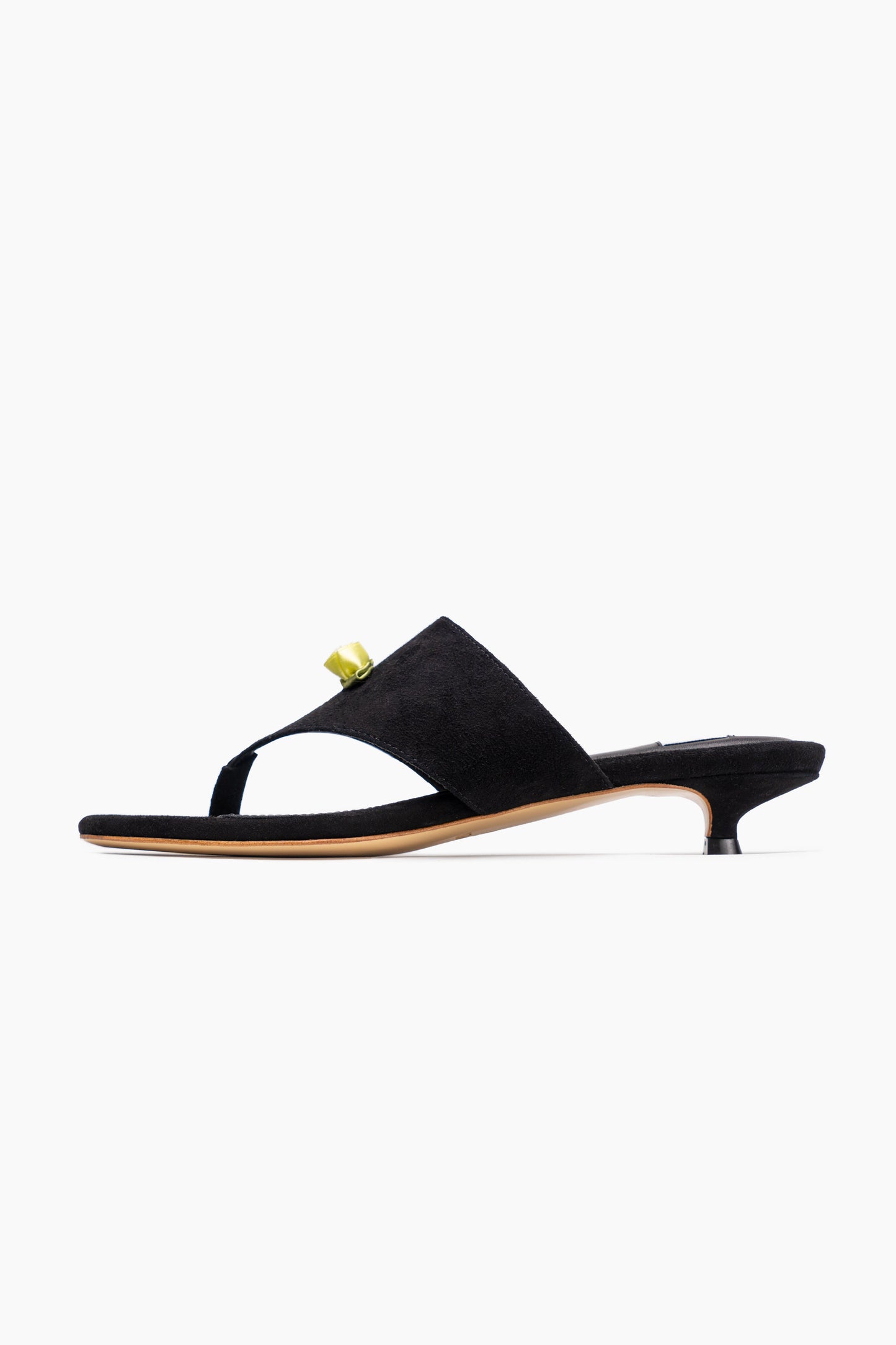 Golda Suede Kitten Heel Mules in Black