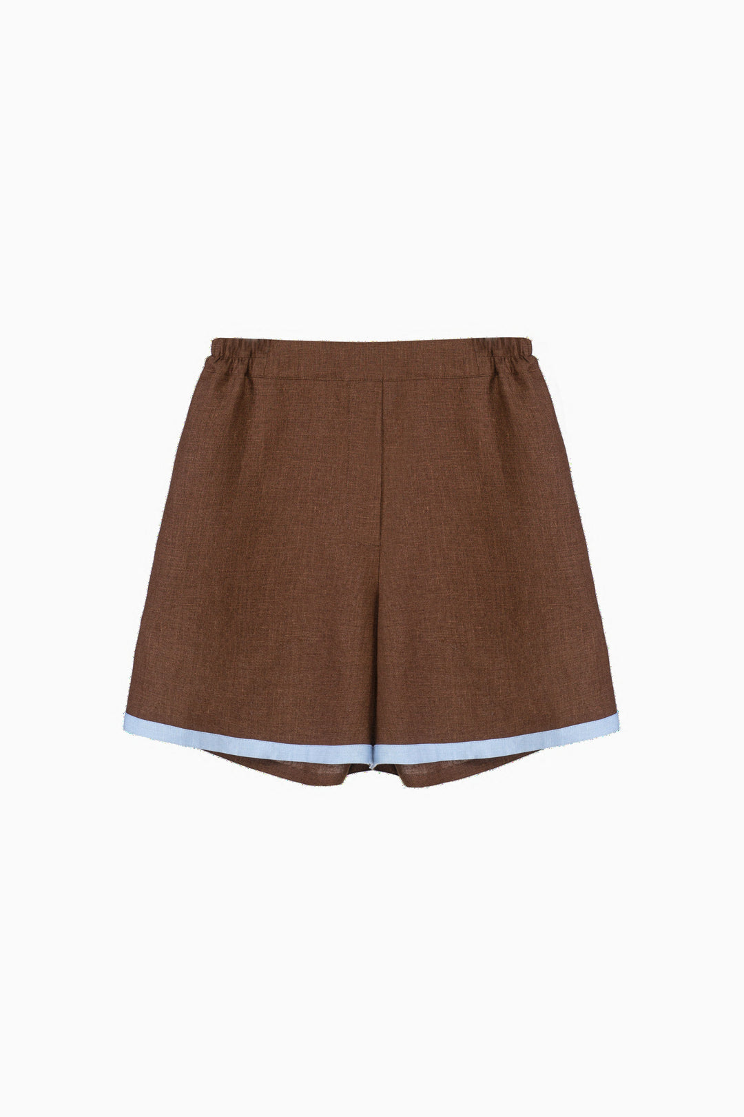 Garrick Embroidered Linen Shorts in Brown