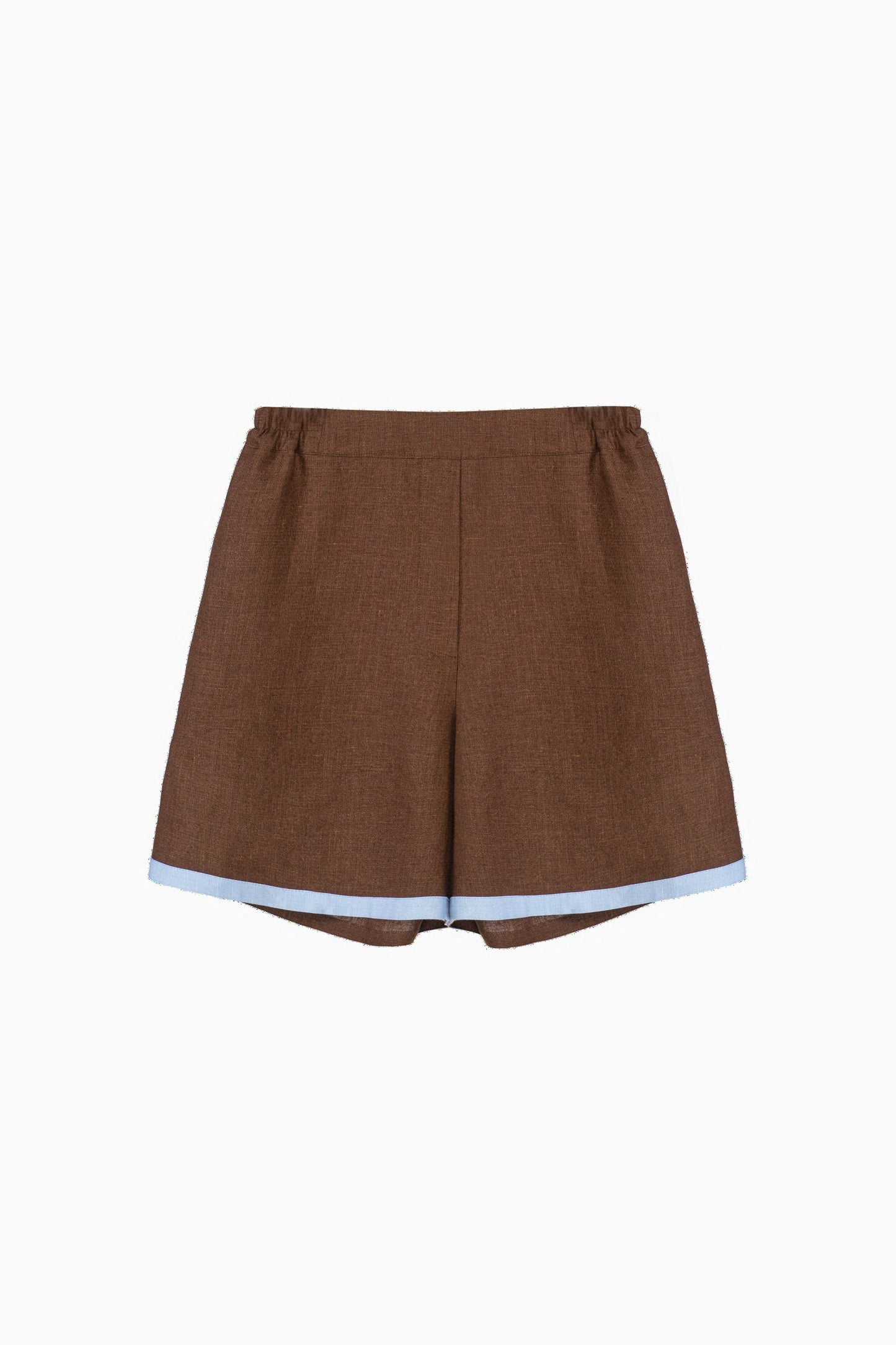 Garrick Embroidered Linen Shorts in Brown