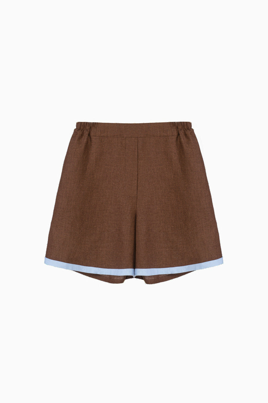 Garrick Embroidered Linen Shorts in Brown