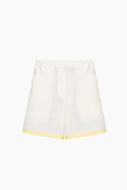 Garrick Embroidered Linen Shorts in Milk
