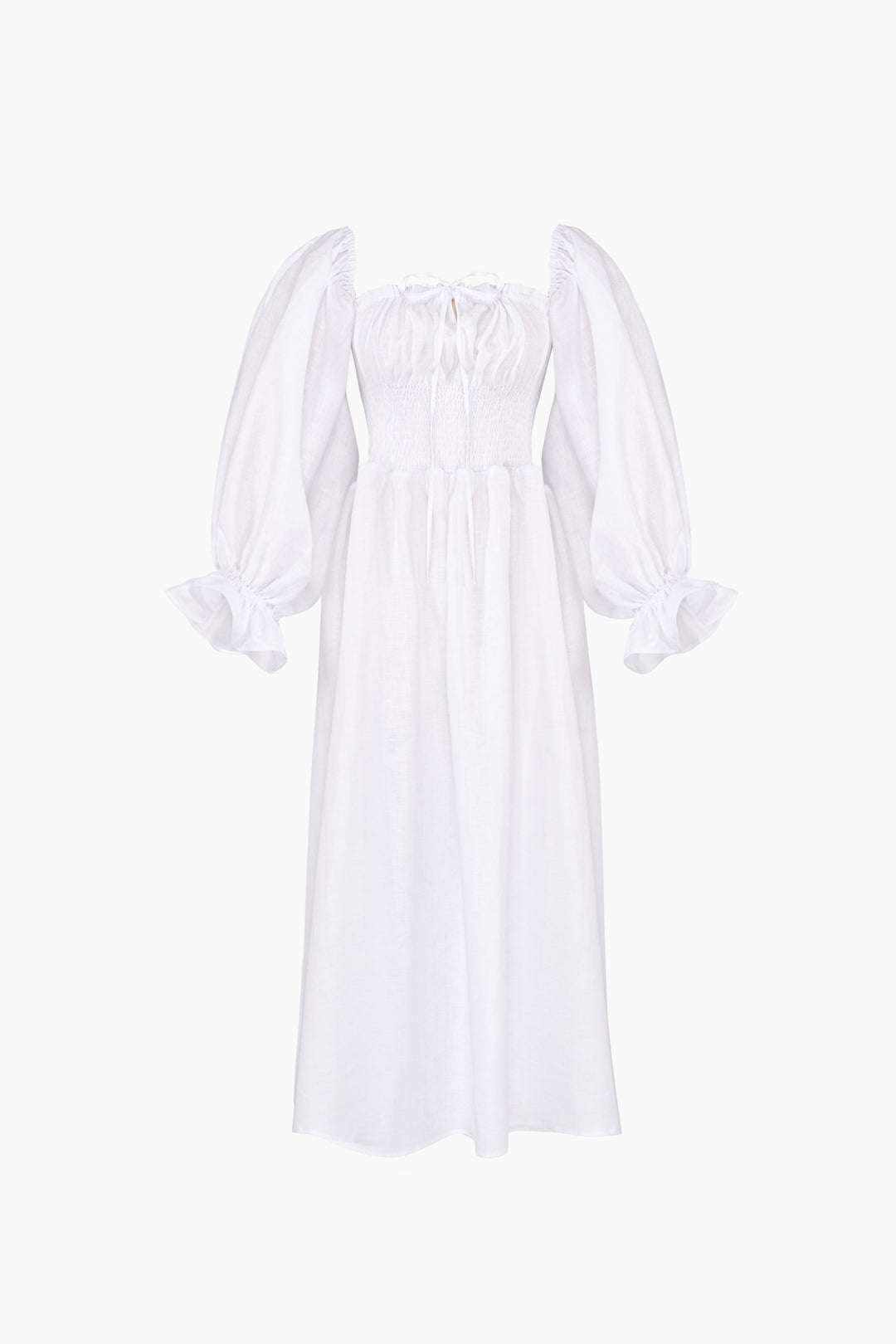 Cancan Linen Maxi Dress in Milk