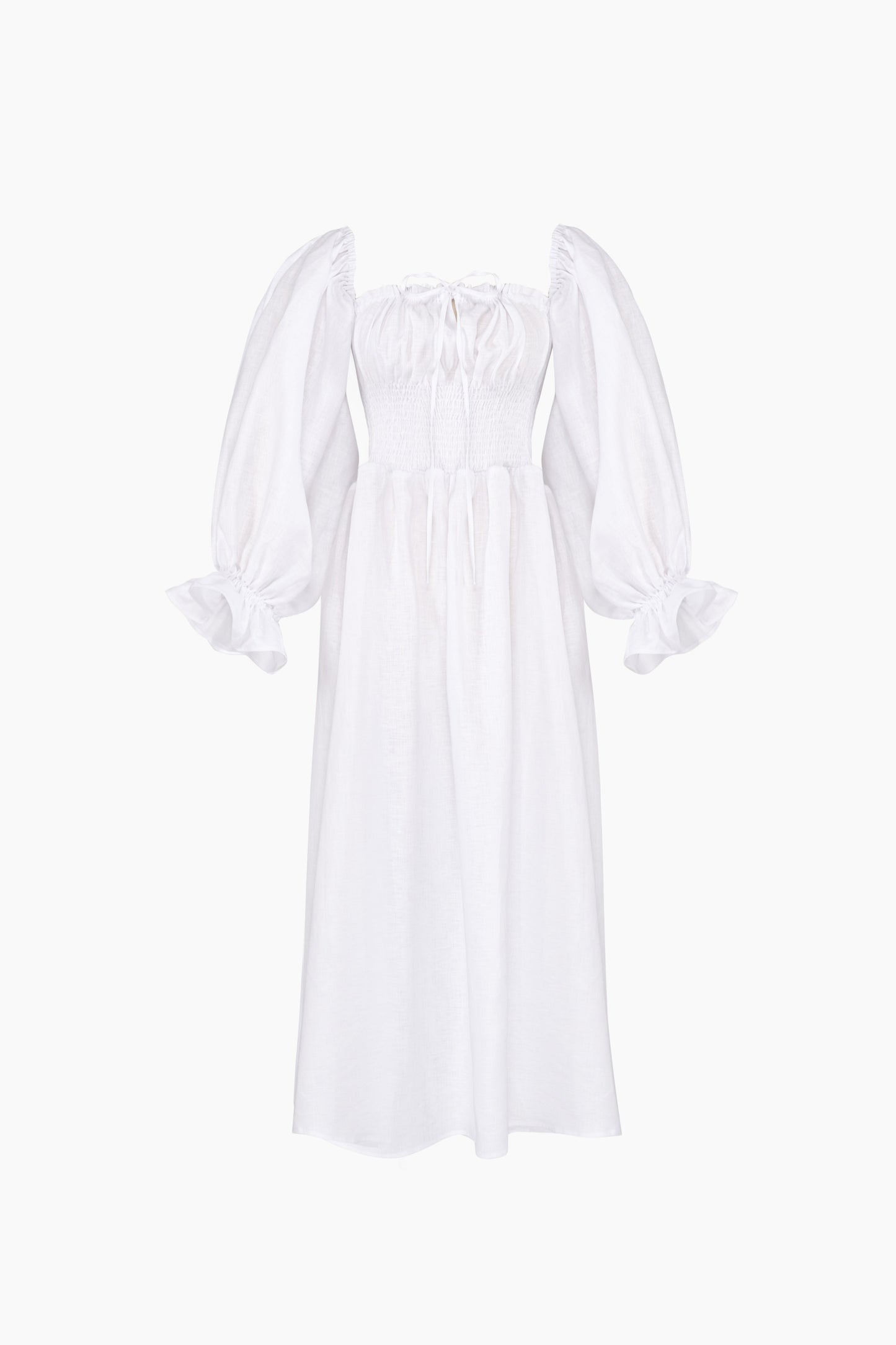 Cancan Linen Maxi Dress in Milk