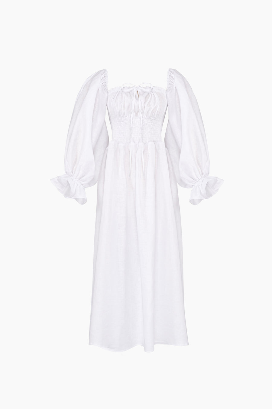 Cancan Linen Maxi Dress in Milk