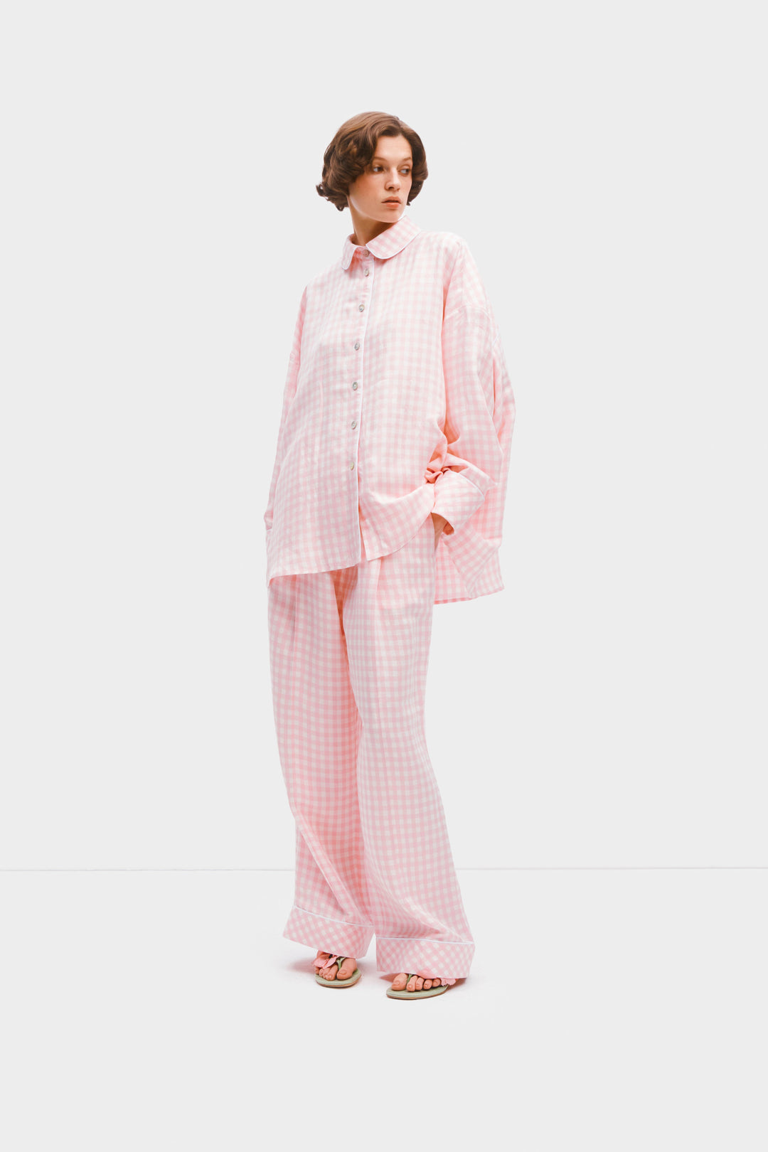 Pastelle Oversized Pants in Pink Vichy