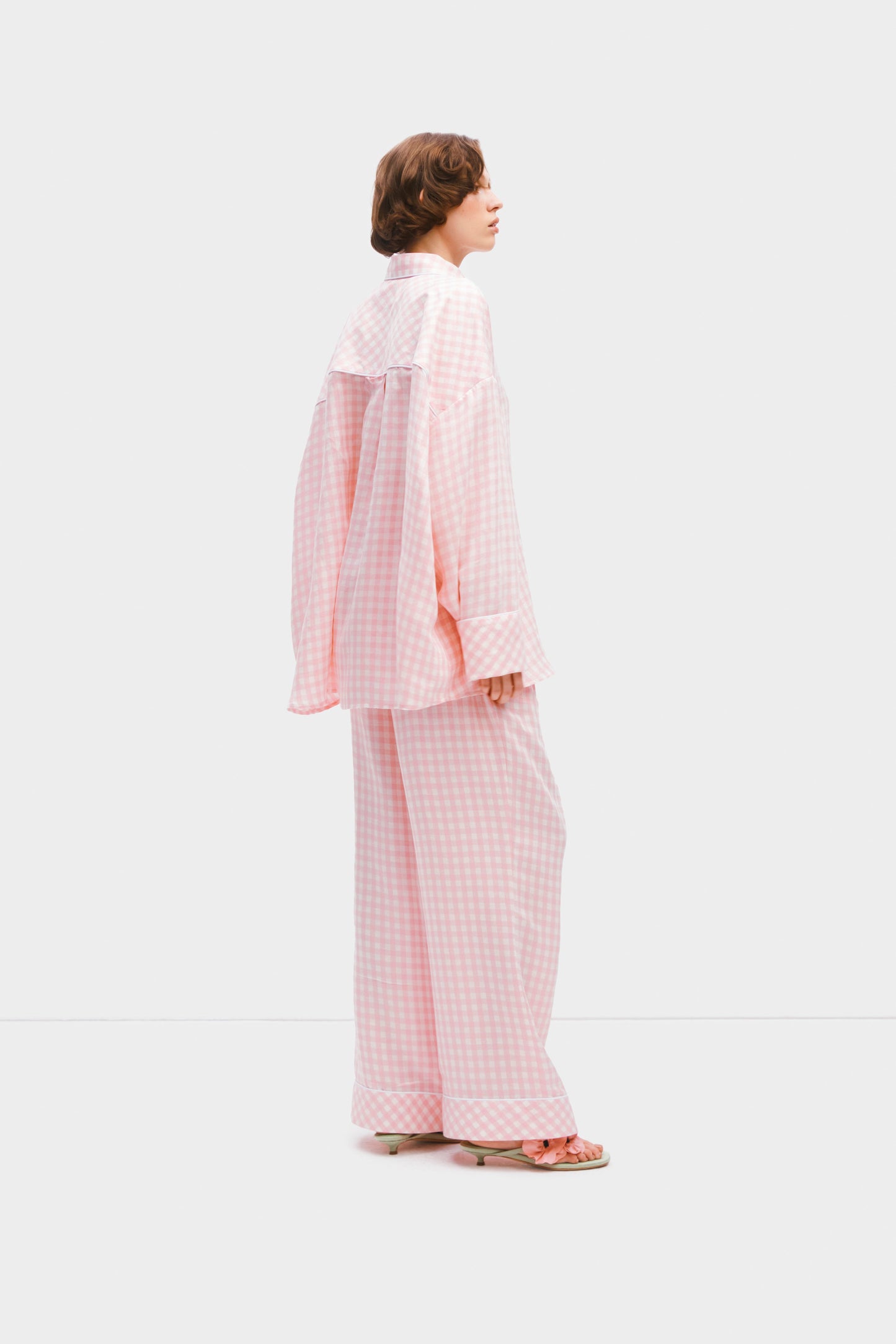 Pastelle Oversized Pants in Pink Vichy