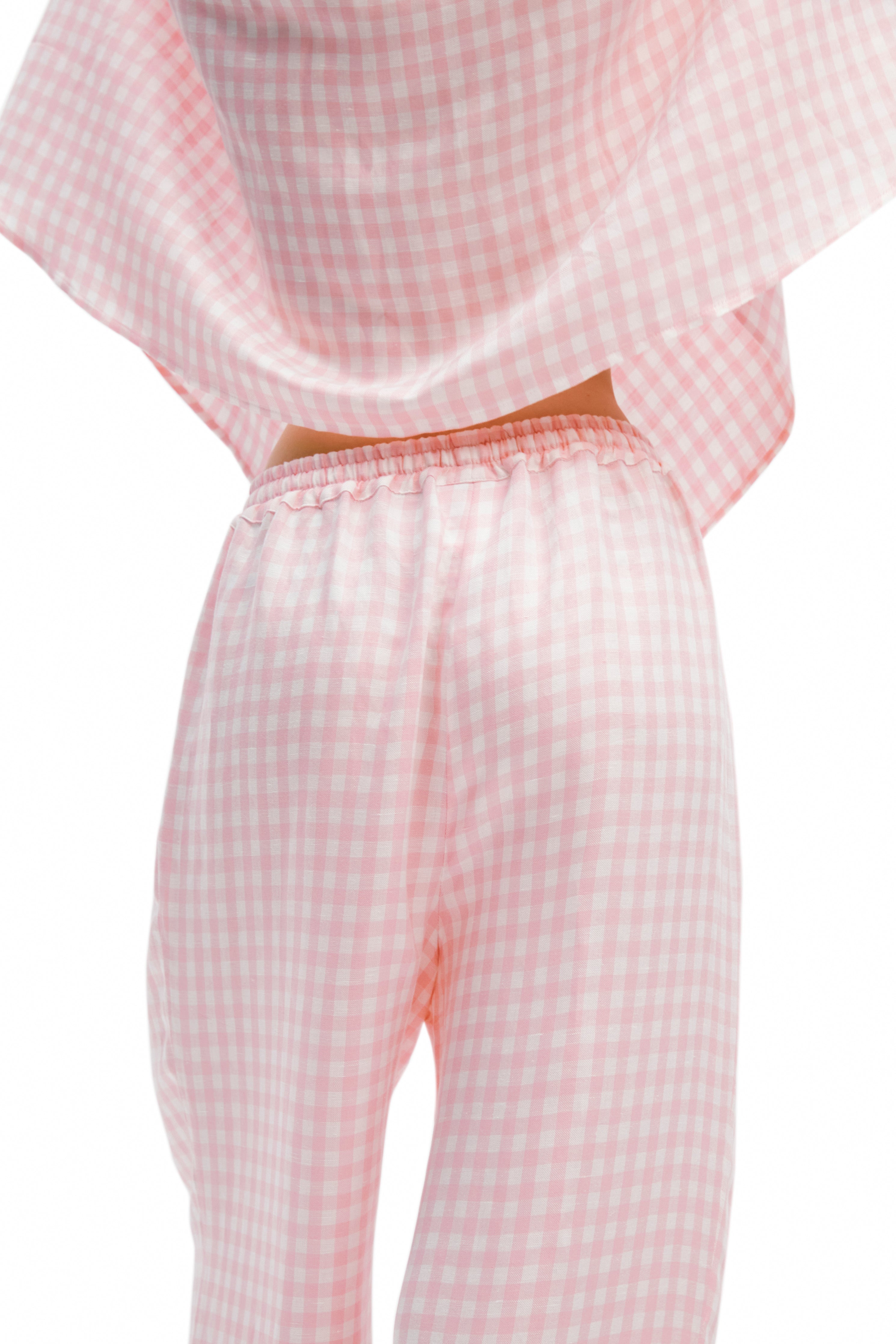 Pastelle Oversized Pants in Pink Vichy | SLEEPER